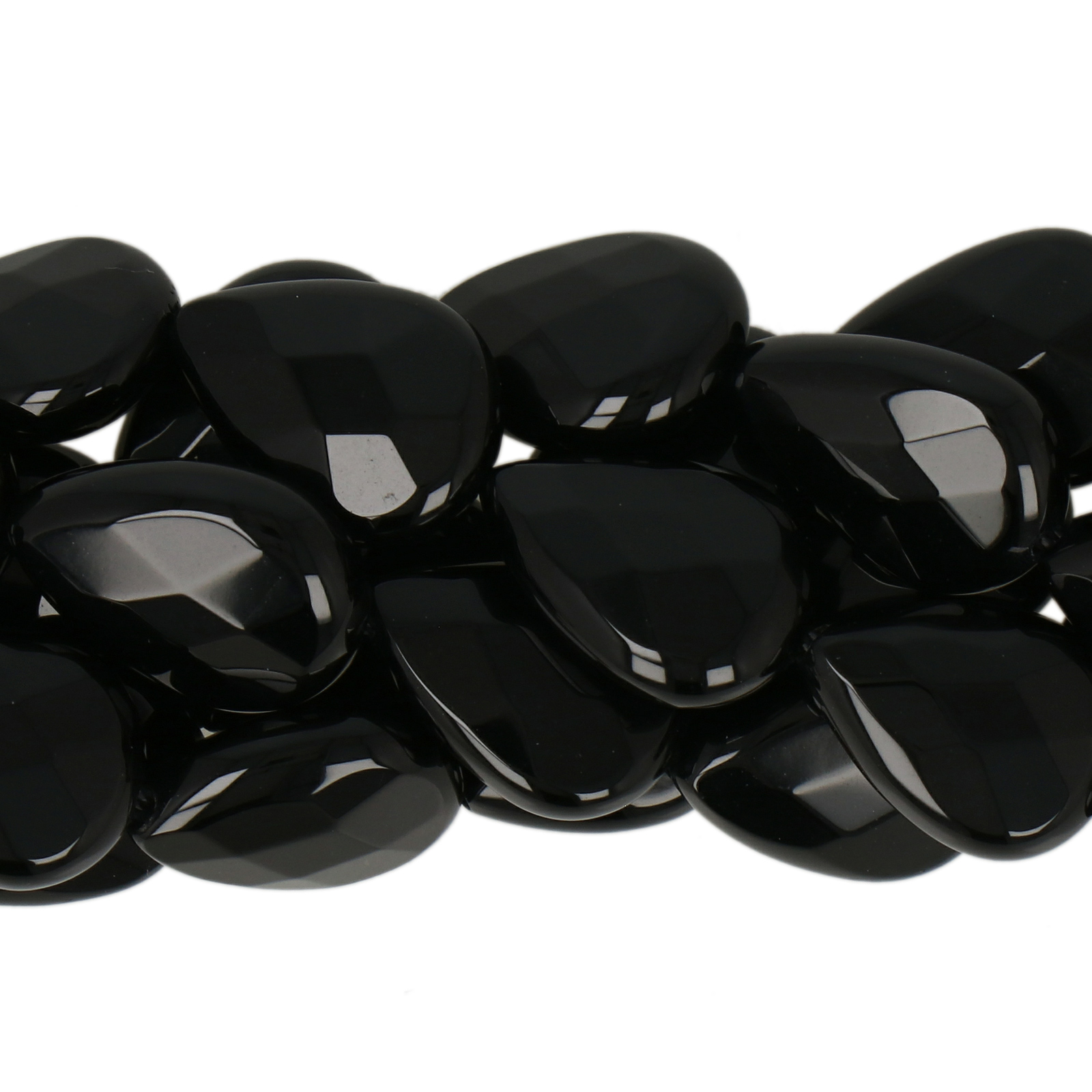 black onyx faceted drop 14x10mm | 4pc