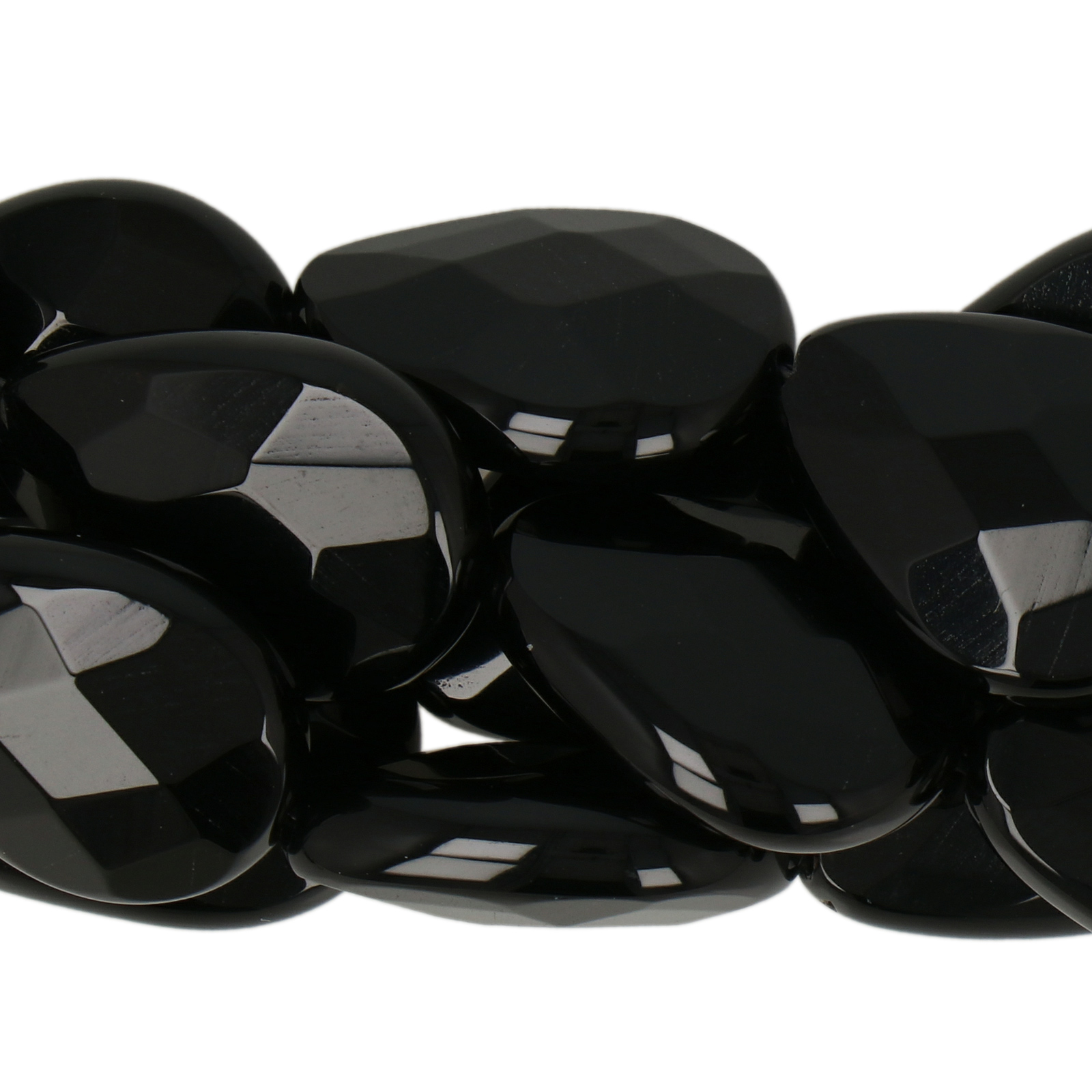 black onyx faceted drop 20x15mm | 4pc