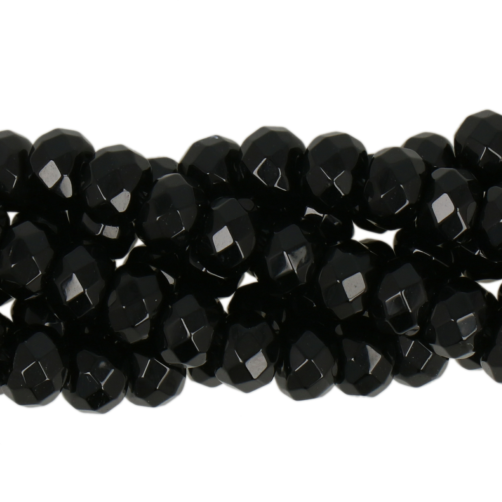 black onyx faceted roundelle 6x4mm | 20pc