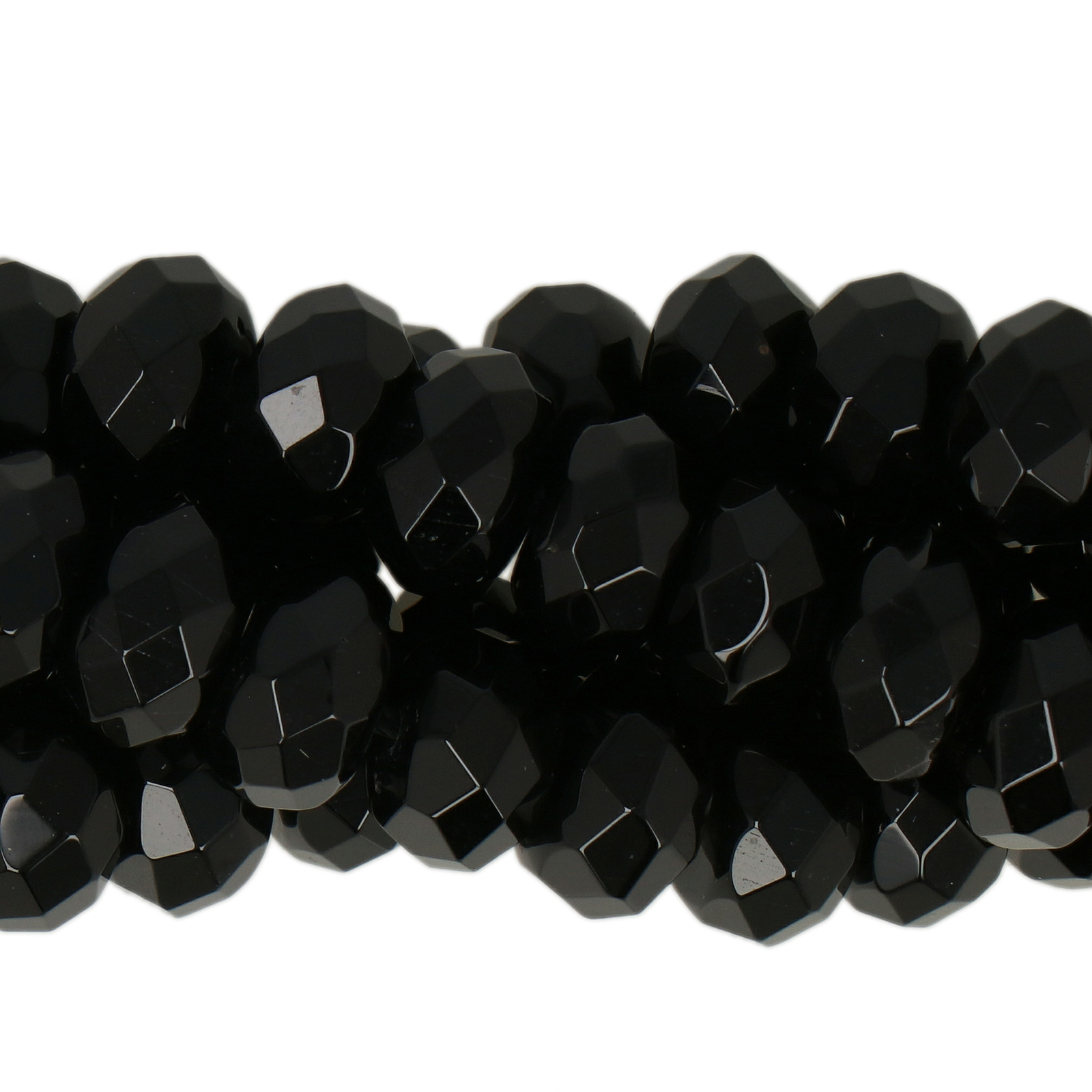 black onyx faceted roundelle 10x6mm | 10pc
