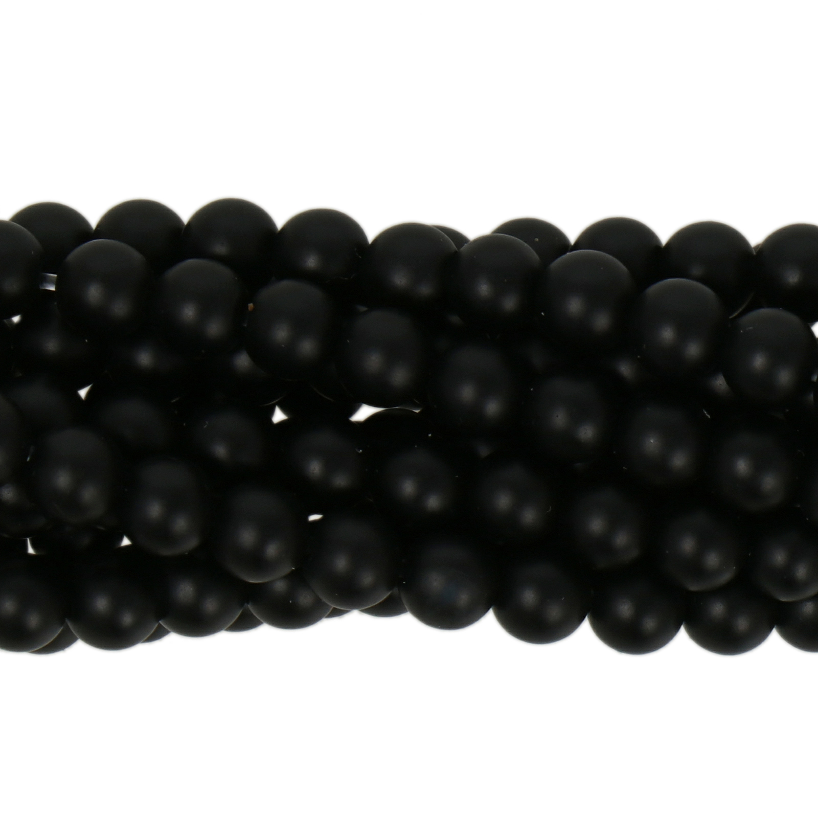 matte satin black onyx smooth round 4mm | 15/16-inch strand