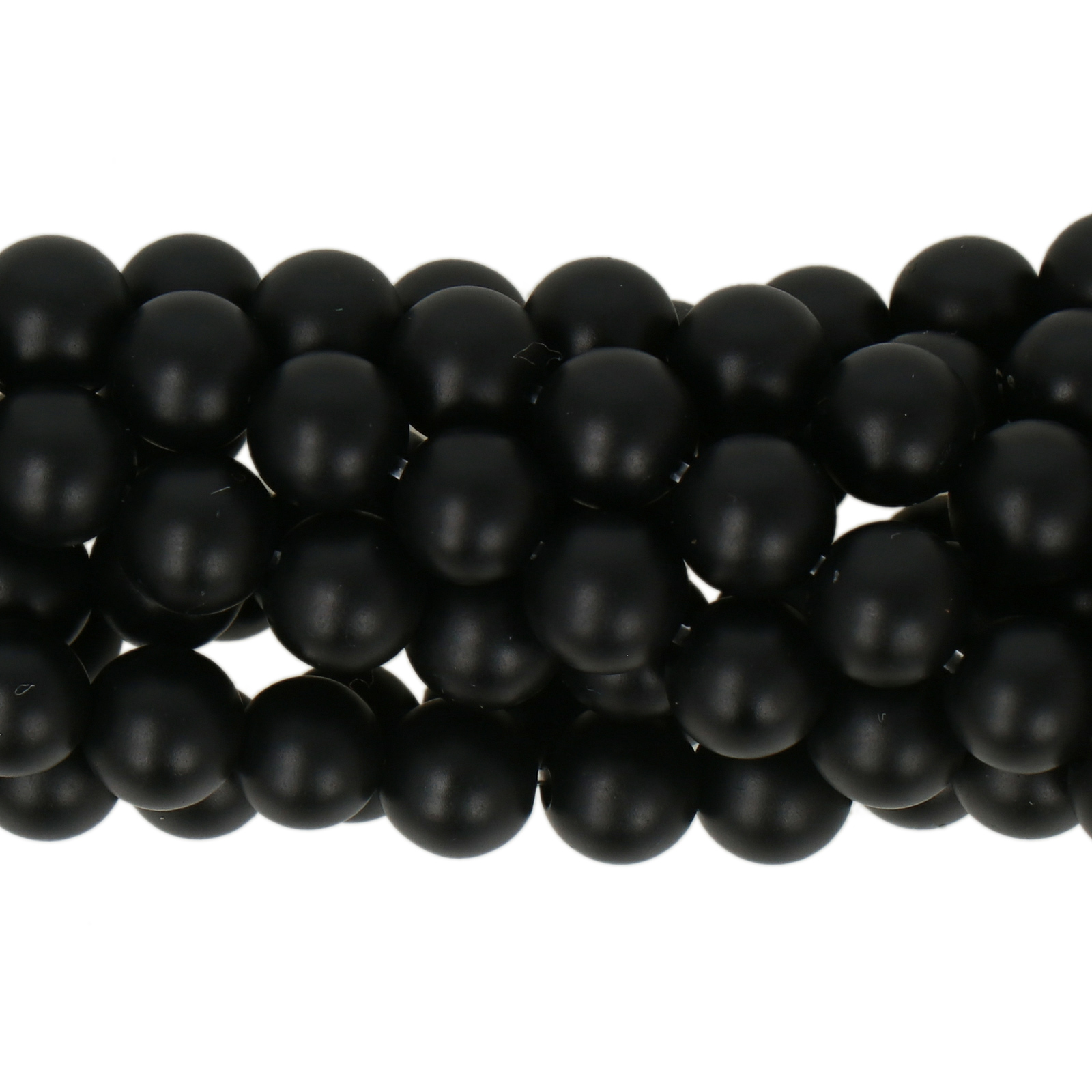 matte satin black onyx smooth round 6mm | 15/16-inch strand