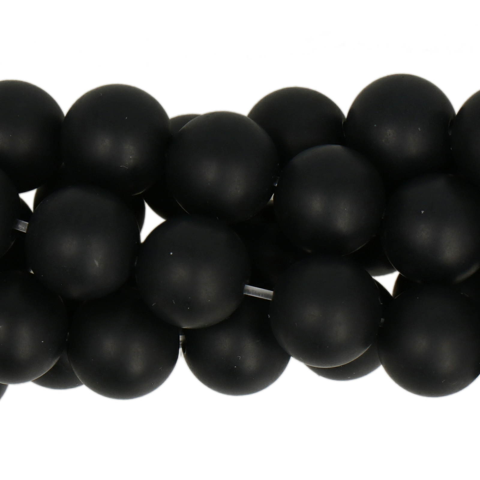 matte satin black onyx smooth round 8mm | 15/16-inch strand