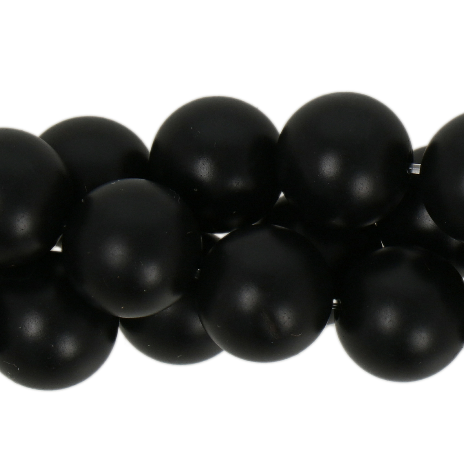 matte satin black onyx smooth round 10mm | 15/16-inch strand