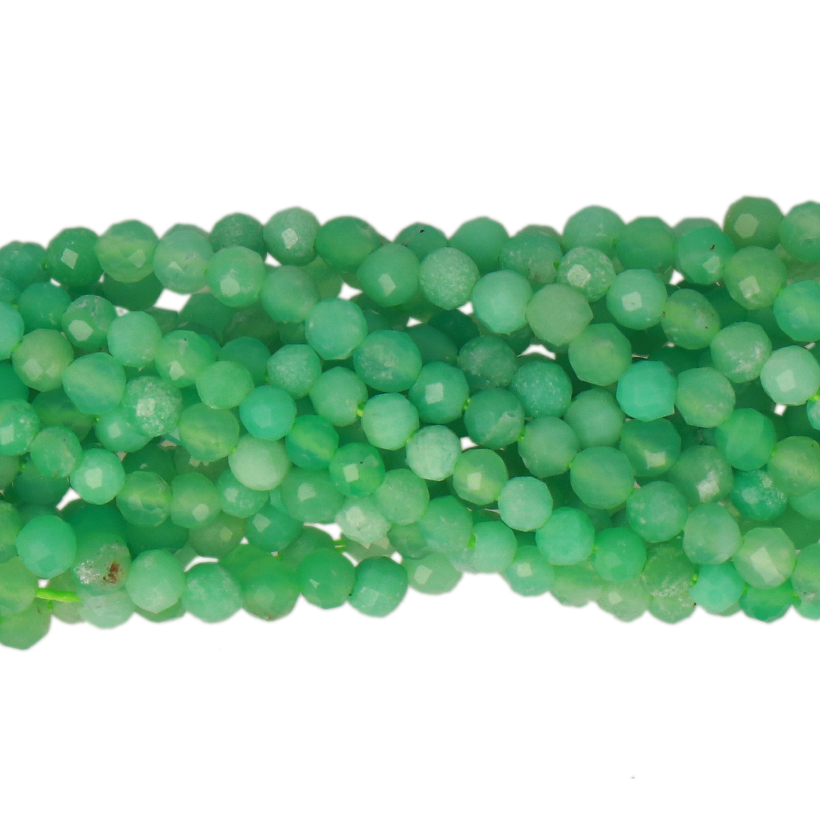 premium quality chrysoprase faceted round 2mm | 15/16-inch strand