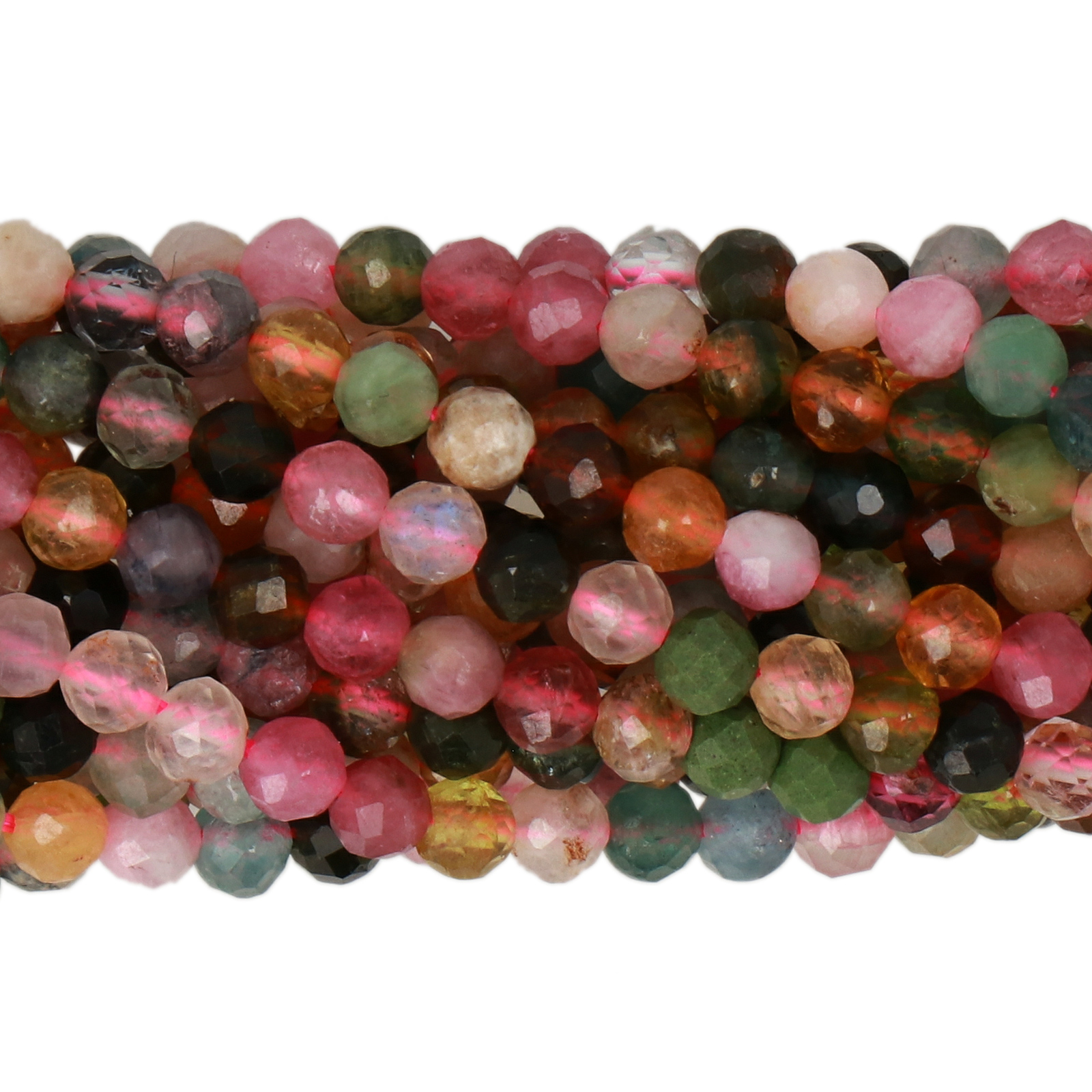 multicolor tourmaline faceted round 3mm | 15/16-inch strand