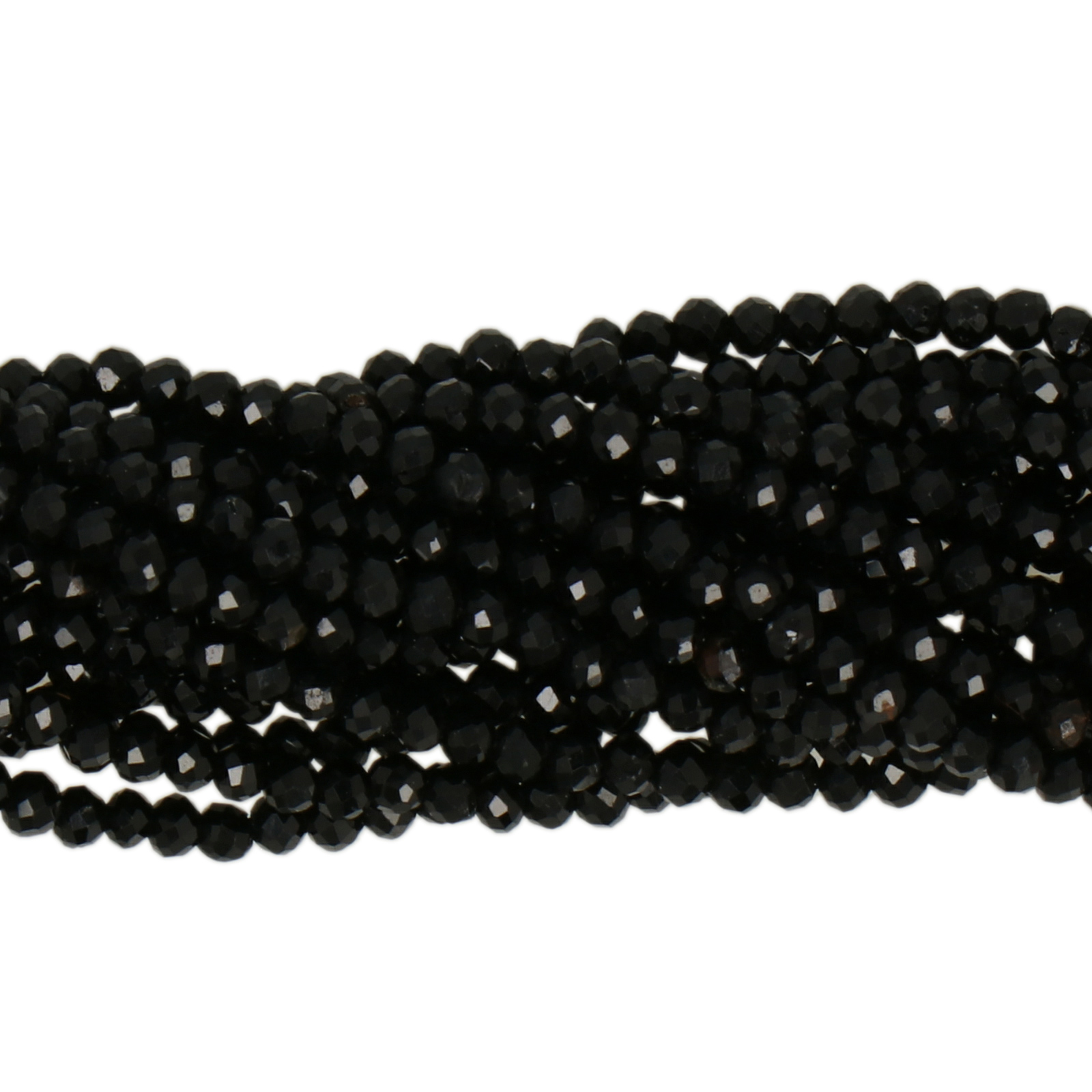 black tourmaline faceted round 2mm | 15/16-inch strand
