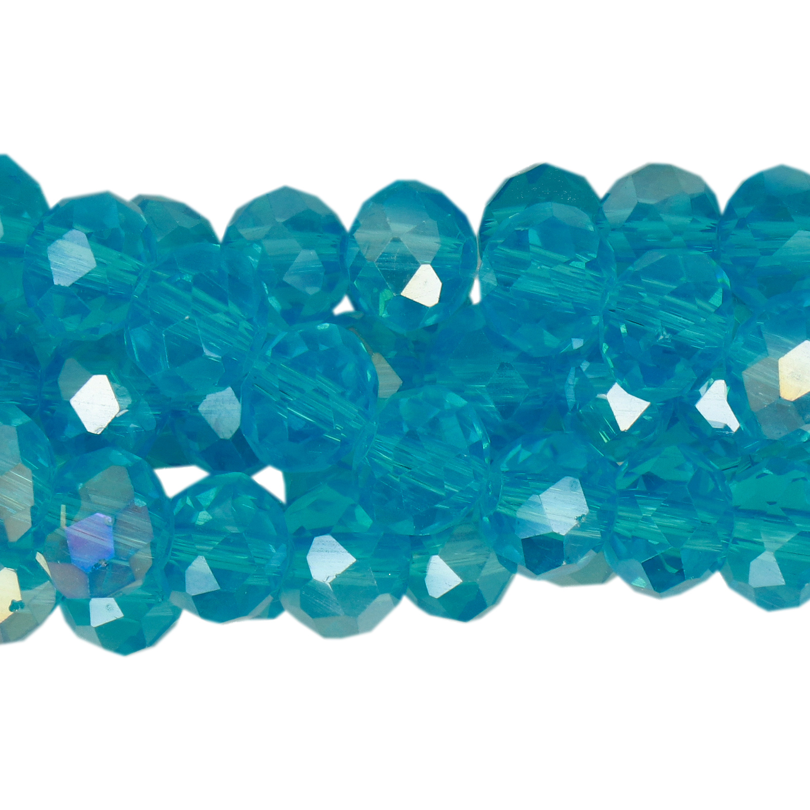 chinese glasperlen facettiertes rondelle aquamarine ab 8x6mm | 1 strang