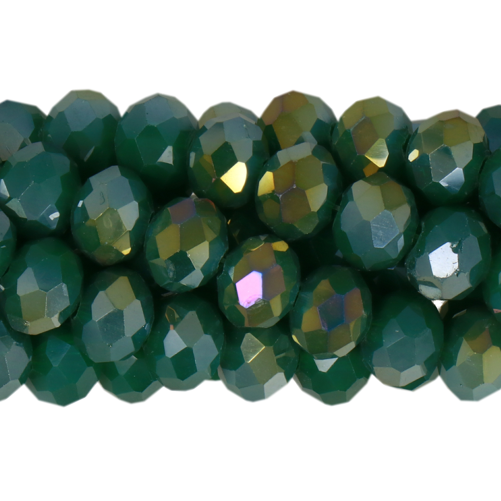 chinese glasperlen facettiertes rondelle opaque bottle green ab gold 8x6mm | strang 60st ca