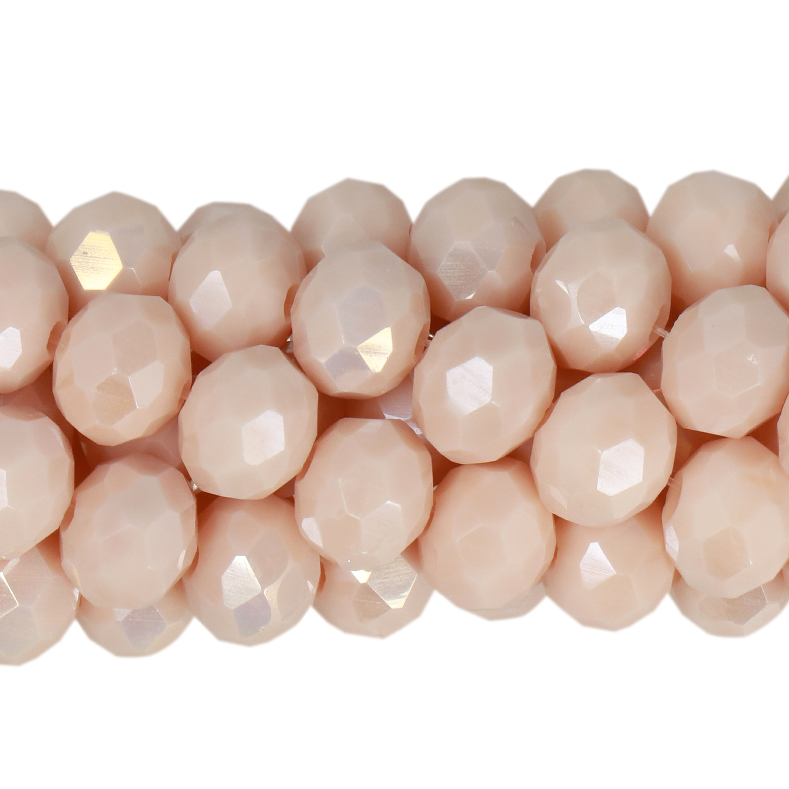 opaque ivory luster ab chinese crystal faceted roundelle 8x6mm | 1 strand