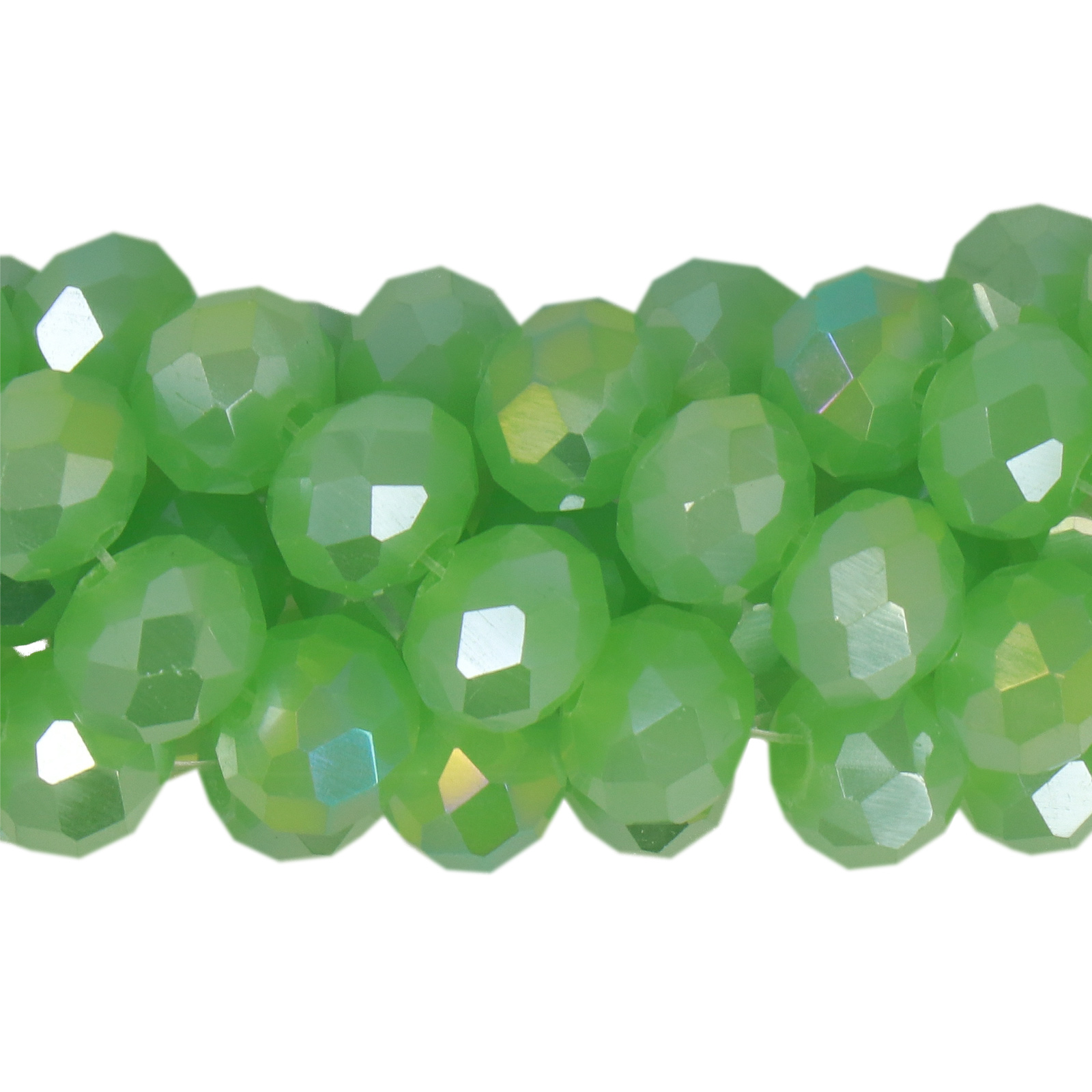 chinese glasperlen facettiertes rondelle opal green ab 8x6mm | 1 strang