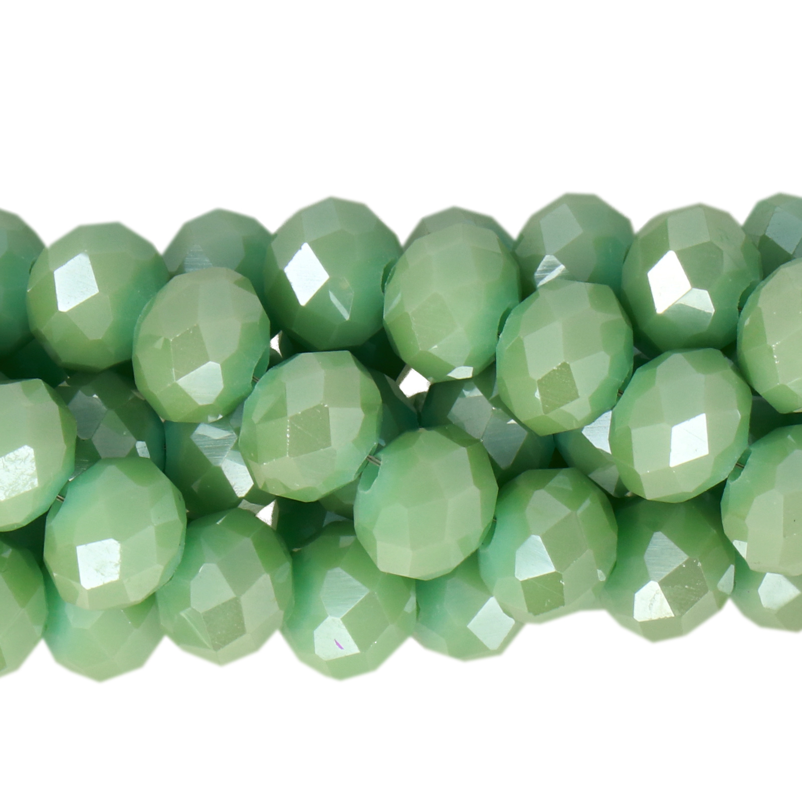 chinese glasperlen facettiertes rondelle opaque eucalyptus green ab 8x6mm | strang 60st ca
