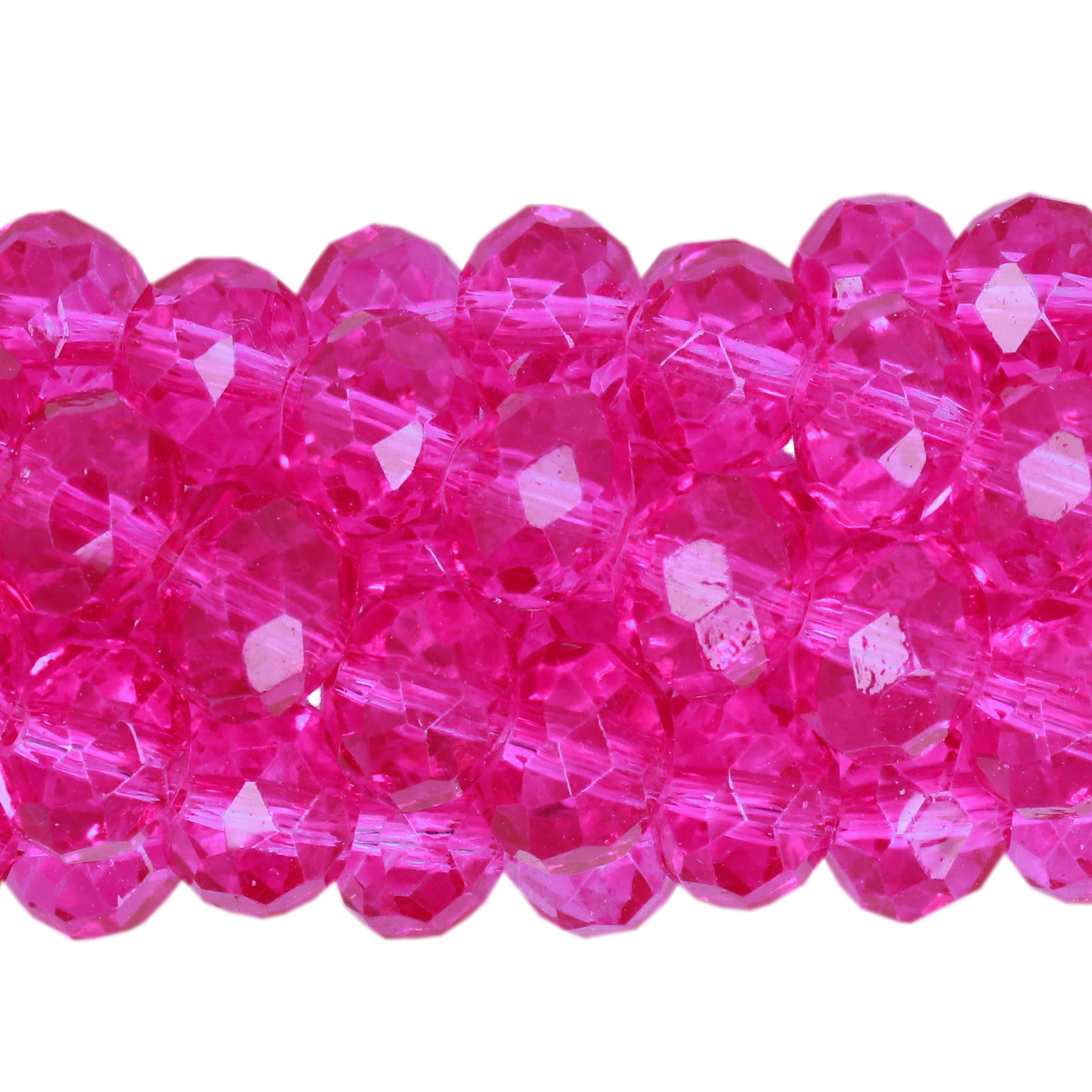 fuchsia chinese crystal faceted roundelle 8x6mm | 1 strand