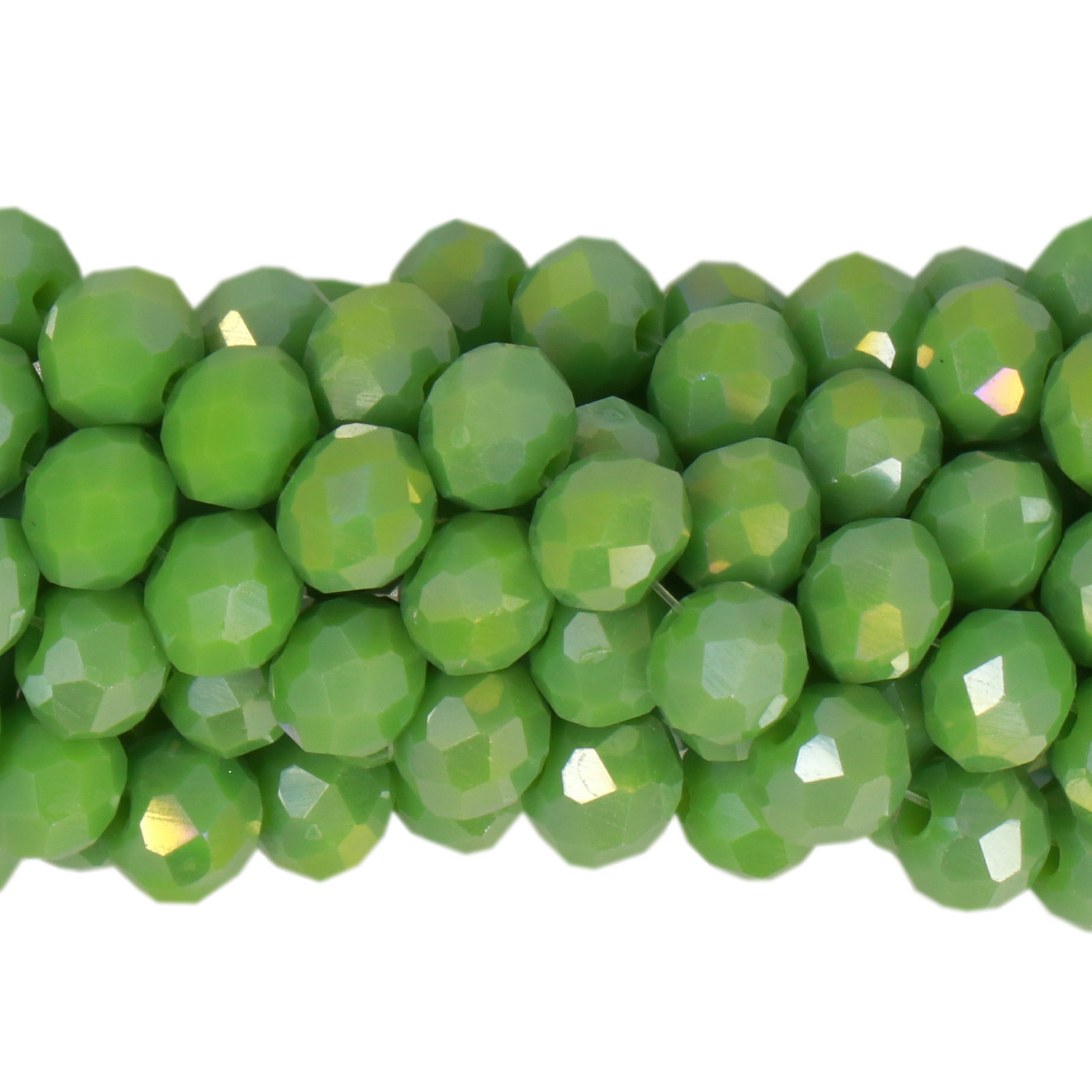 chinese glasperlen facettiertes rondelle opaque spring green ab 6x4mm | 1 strang