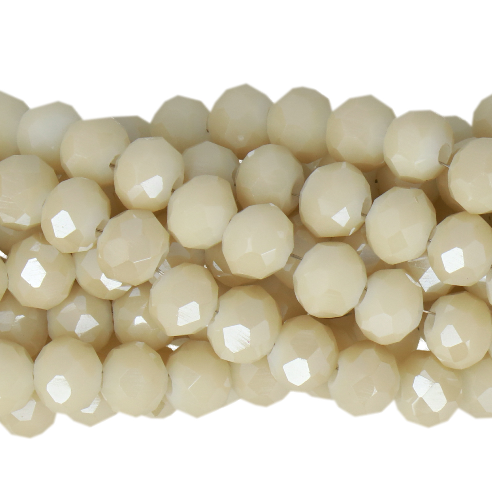 opaque off white luster chinese crystal faceted roundelle 6x4mm | 1 strand