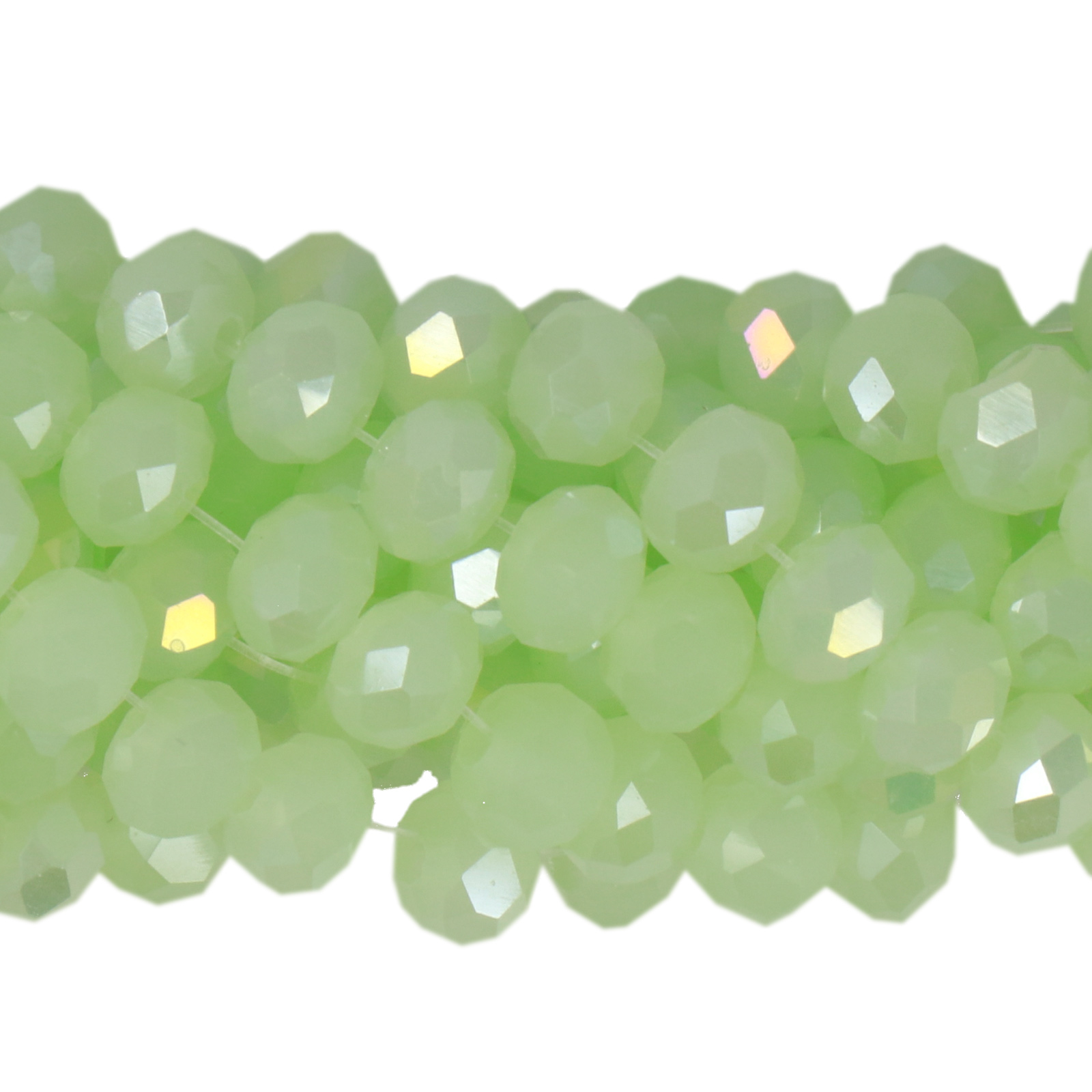 opal chrysolite ab chinese crystal faceted roundelle 6x4mm | 1 strand