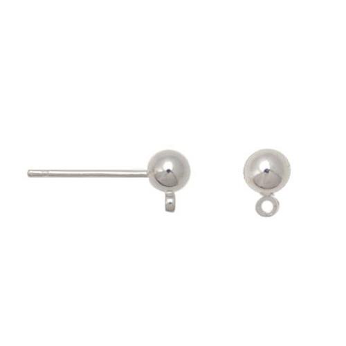 rhodium silver plated ball post earring 4mm | 12pc