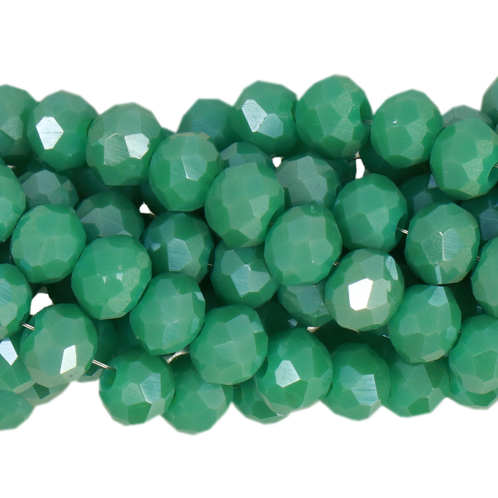 jade green luster chinese crystal faceted roundelle 6x4mm | 1 strand