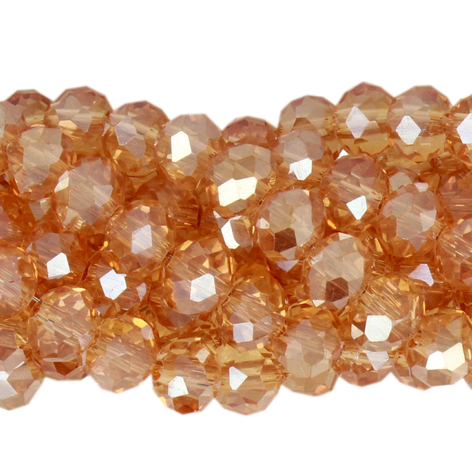 apricot ab luster chinese crystal faceted roundelle 6x4mm | 1 strand