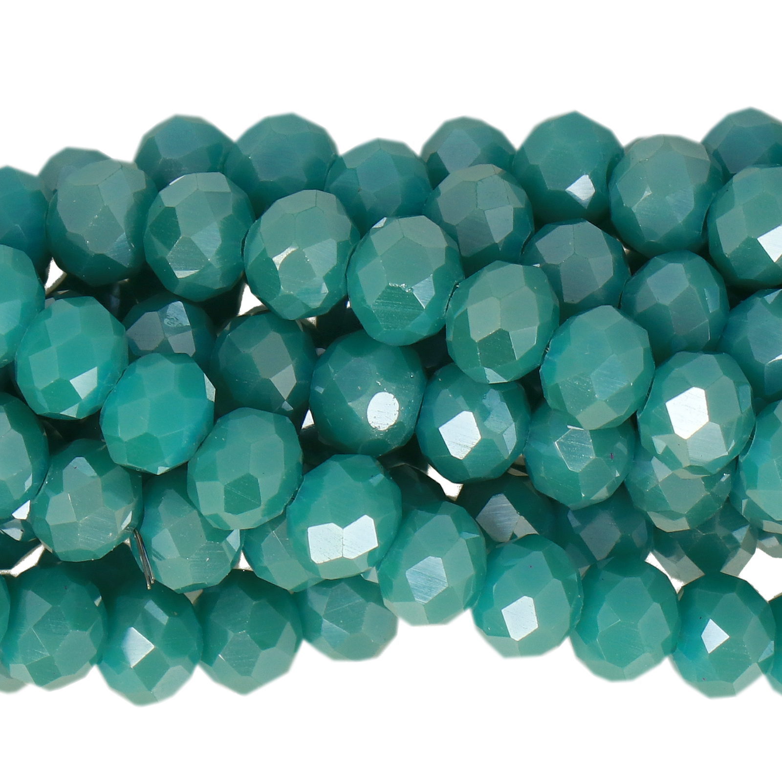 opaque emerald luster chinese crystal faceted roundelle 6x4mm | 1 strand