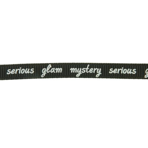black printed ribbon - serious, glam, mystery - 7mm | 1mt
