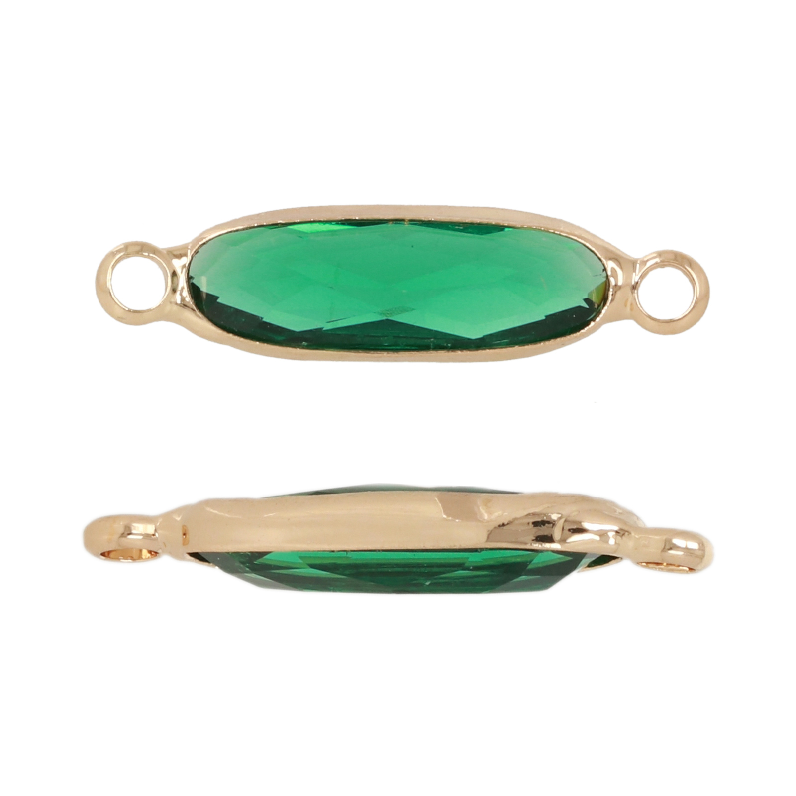 zwischenteil fine crystal vergoldet baguette emerald 15x5mm | 4st
