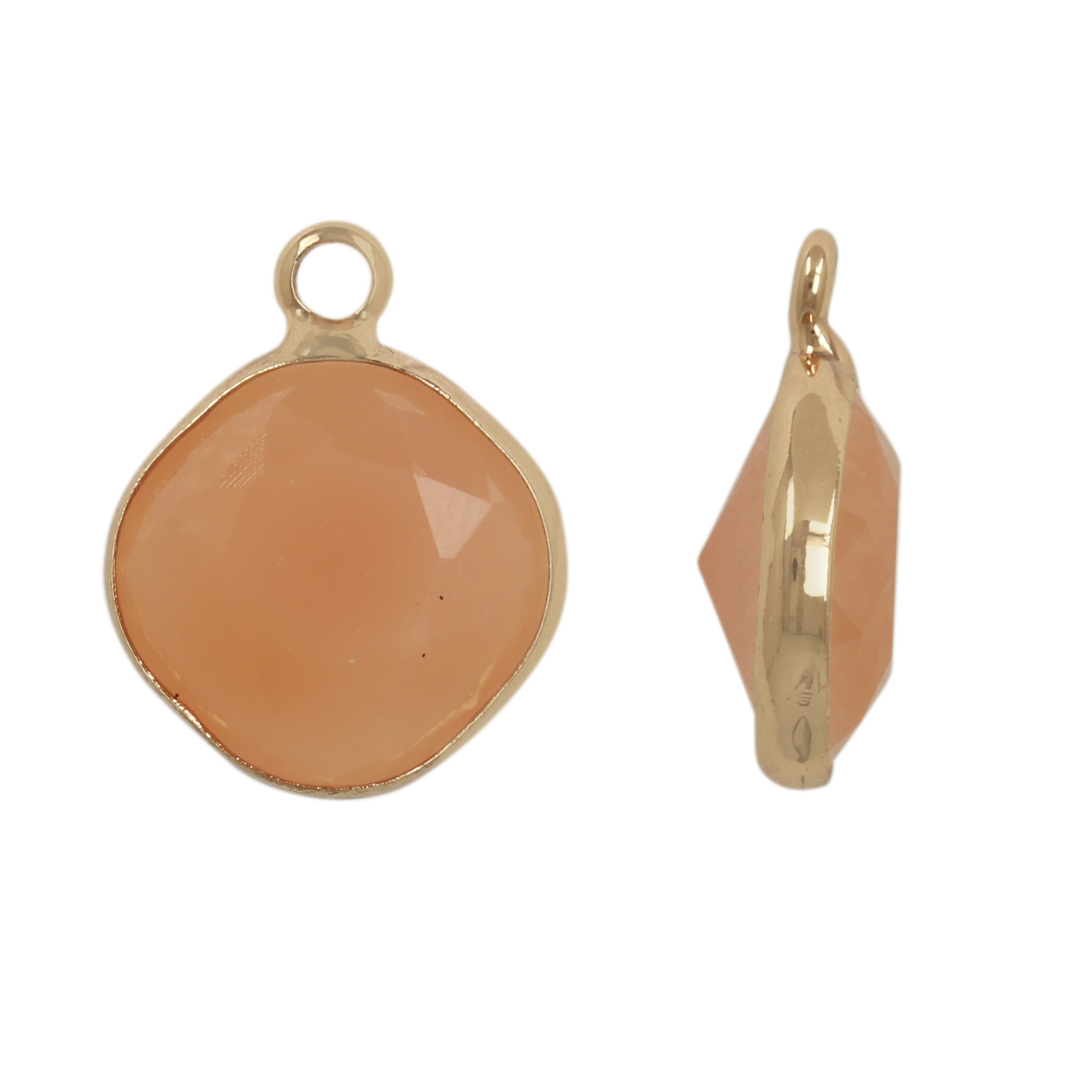gold plated fine crystal pendant rhombus champagne 12mm | 4pc