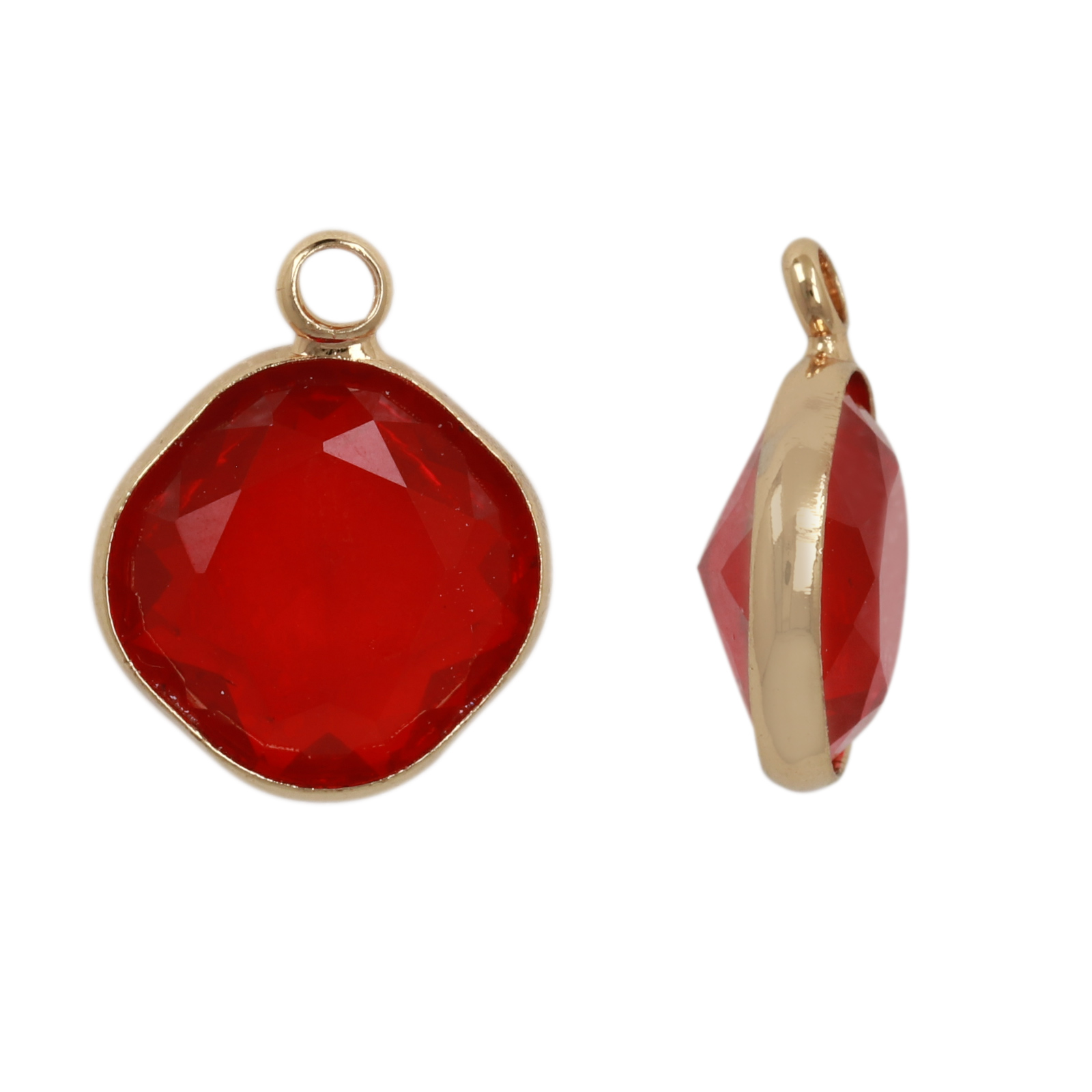 anhänger fine crystal vergoldet rhombus red 12mm | 4st