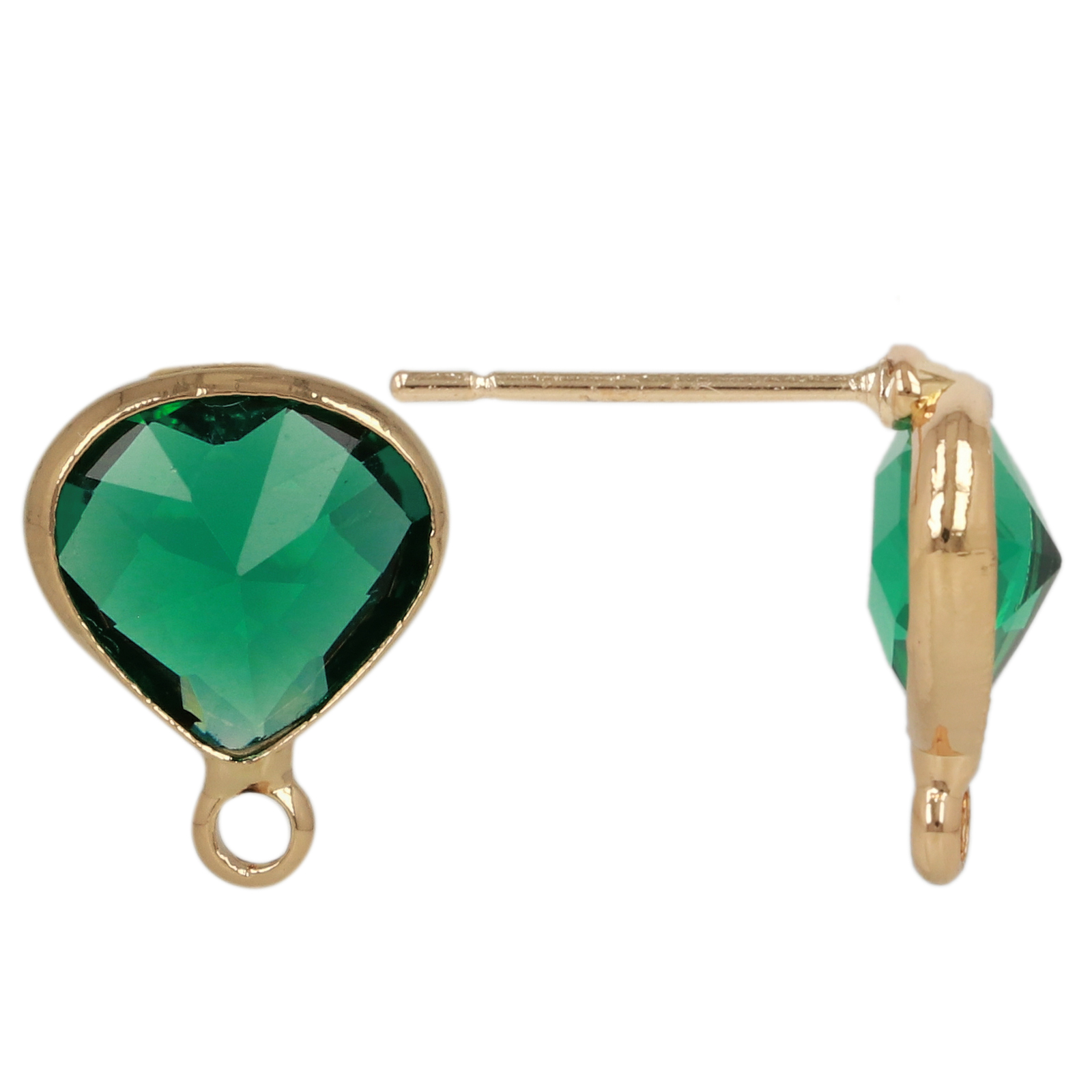 ohrstecker fine crystal vergoldet tropfen emerald 10x9mm | 2st