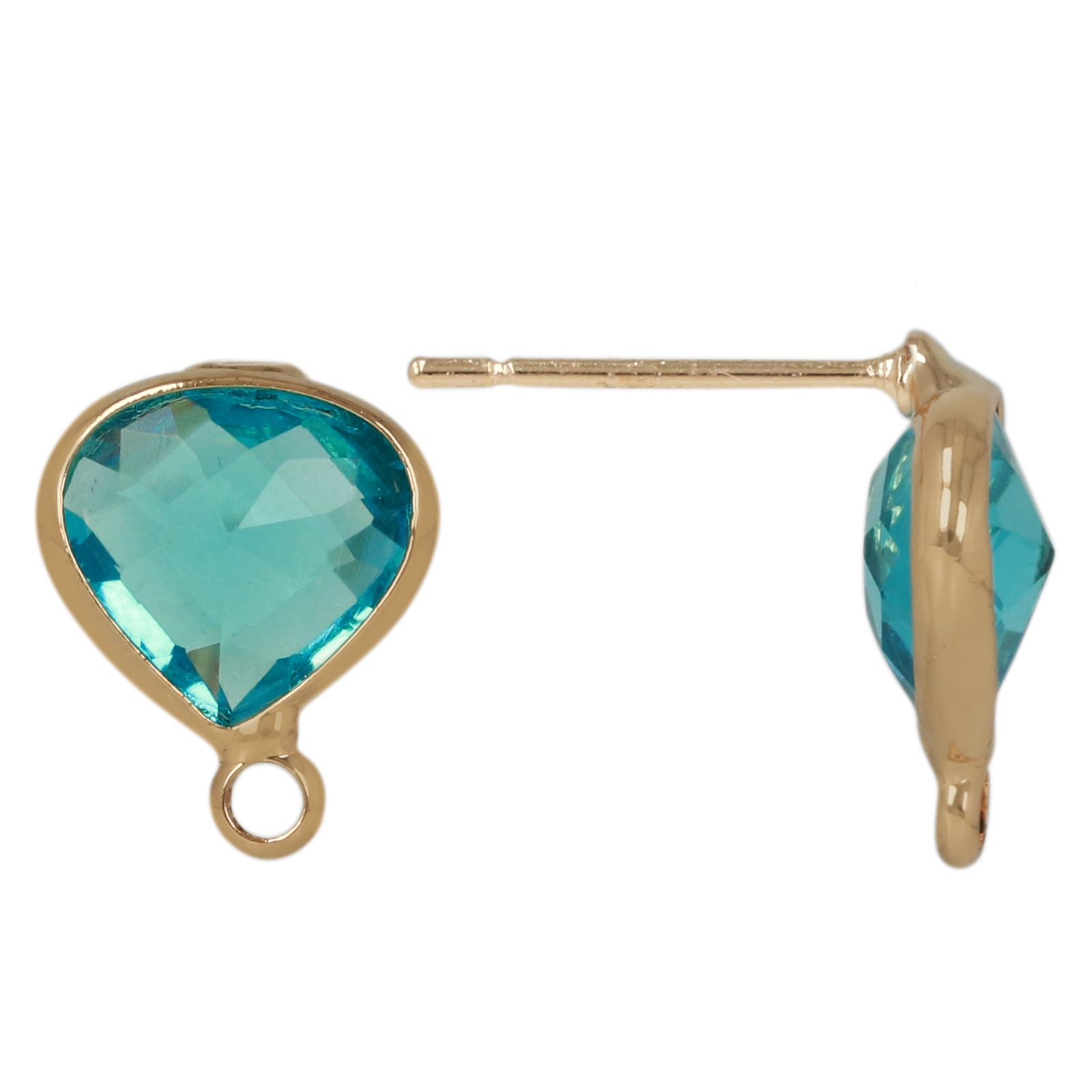 ohrstecker fine crystal vergoldet tropfen teal 10x9mm | 2st