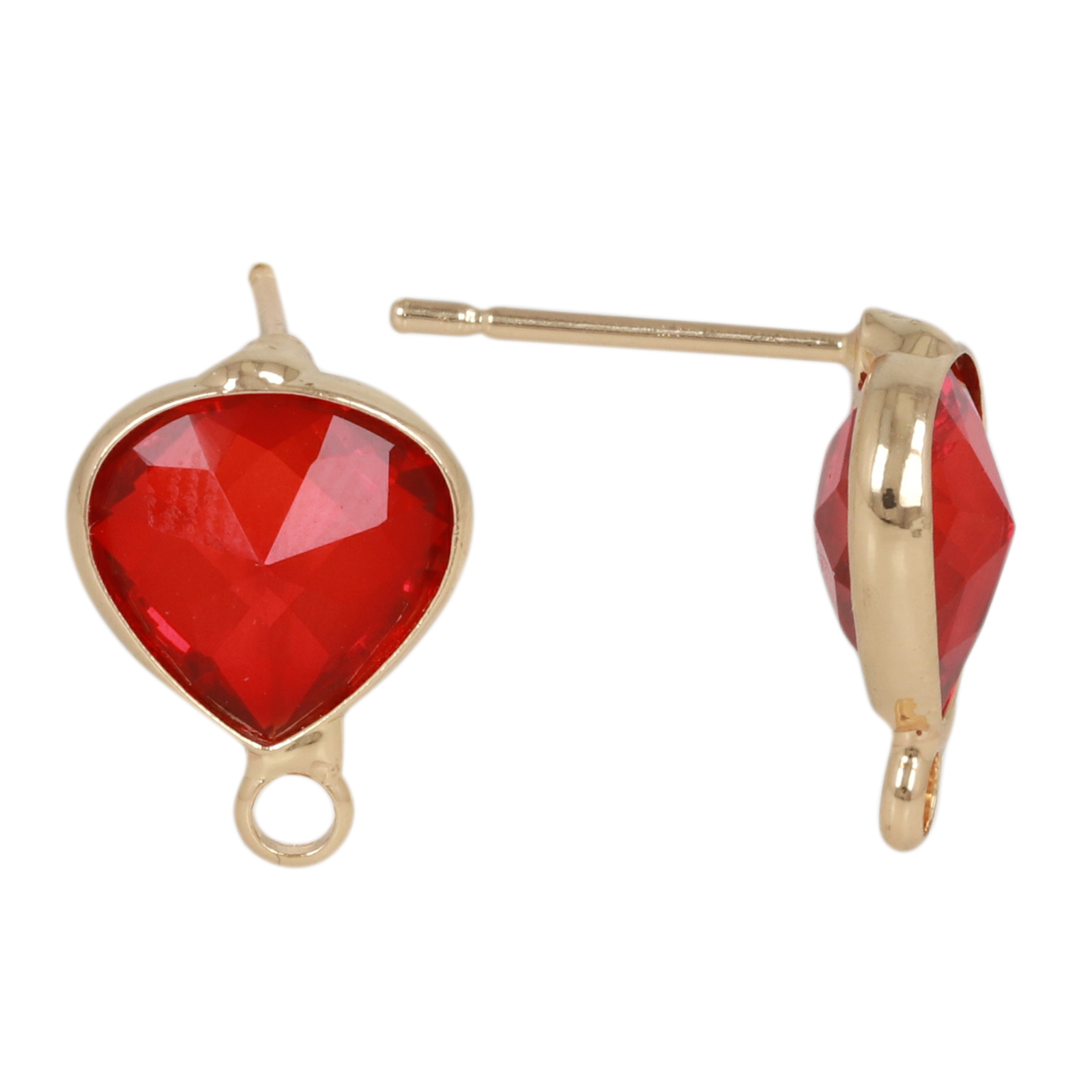 ohrstecker fine crystal vergoldet tropfen red 10x9mm | 2st