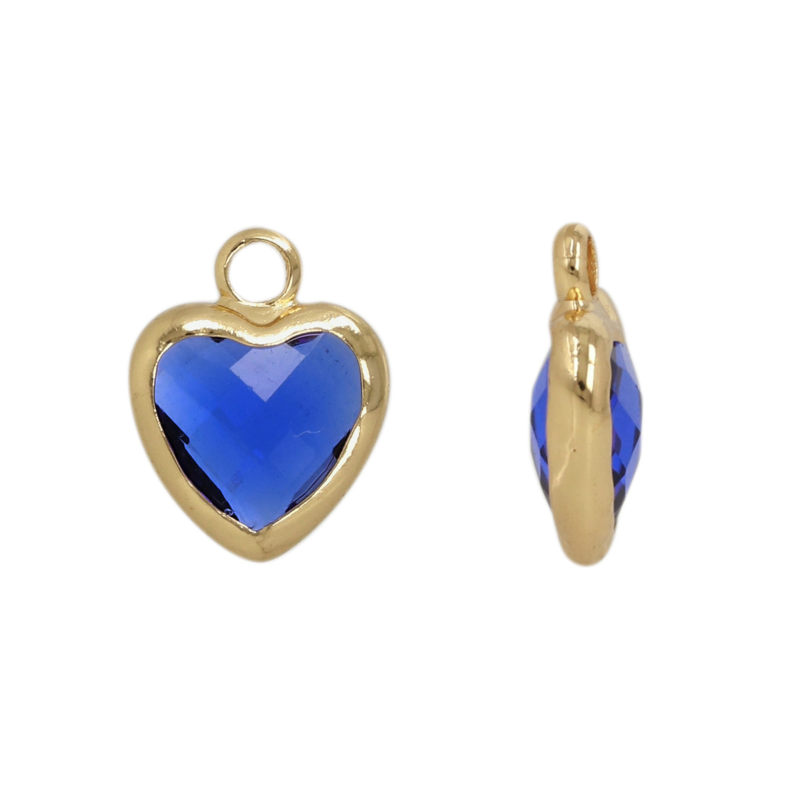 anhänger fine crystal vergoldet herz blue 8mm | 4st