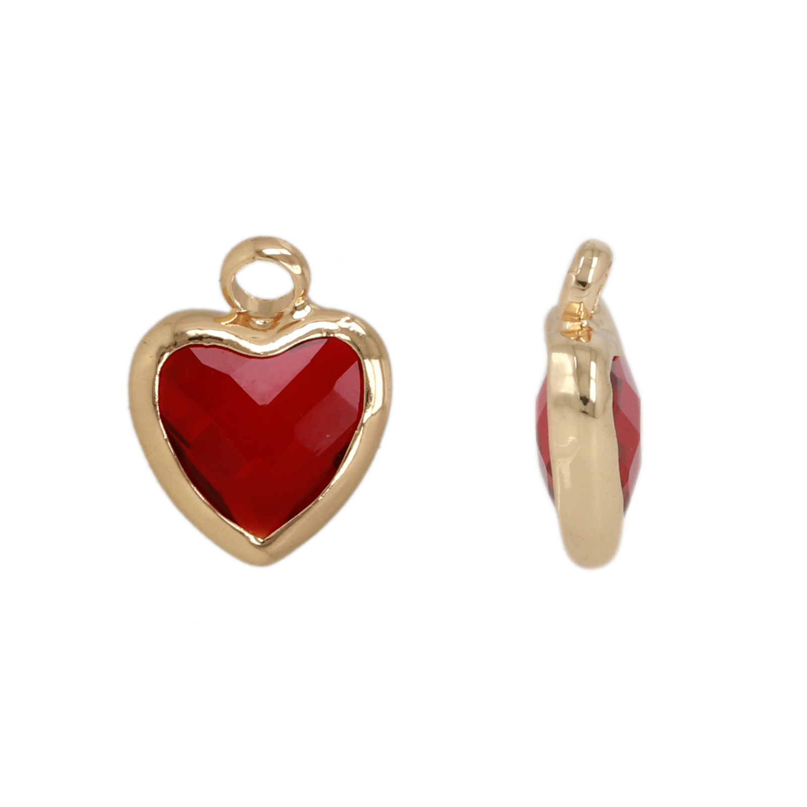 anhänger fine crystal vergoldet herz red 8mm | 4st
