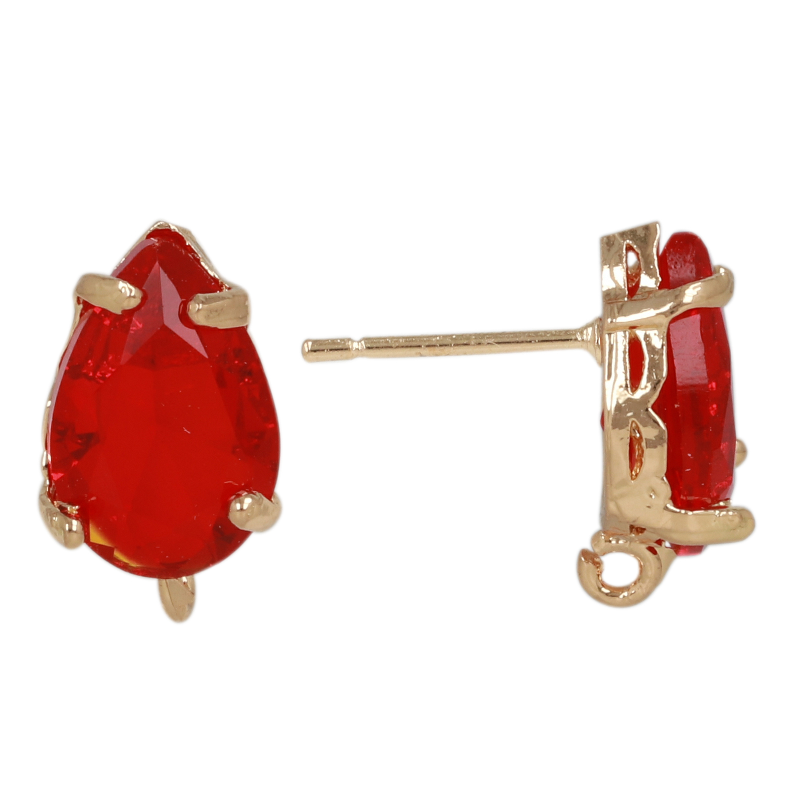 ohrstecker fine crystal vergoldet tropfen red 12x8mm | 2st