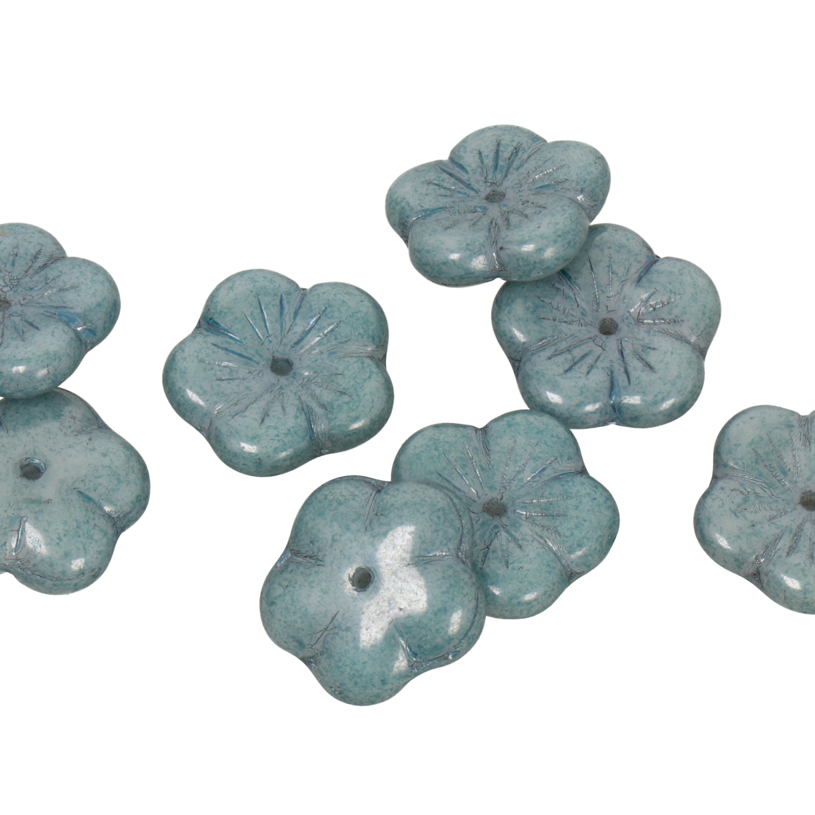 ibiscus glass beads luster metallic blue 14mm | 10pc