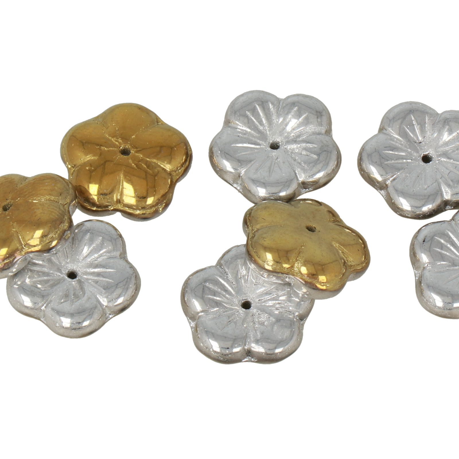 ibiscus glass beads crystal california silver 14mm | 10pc