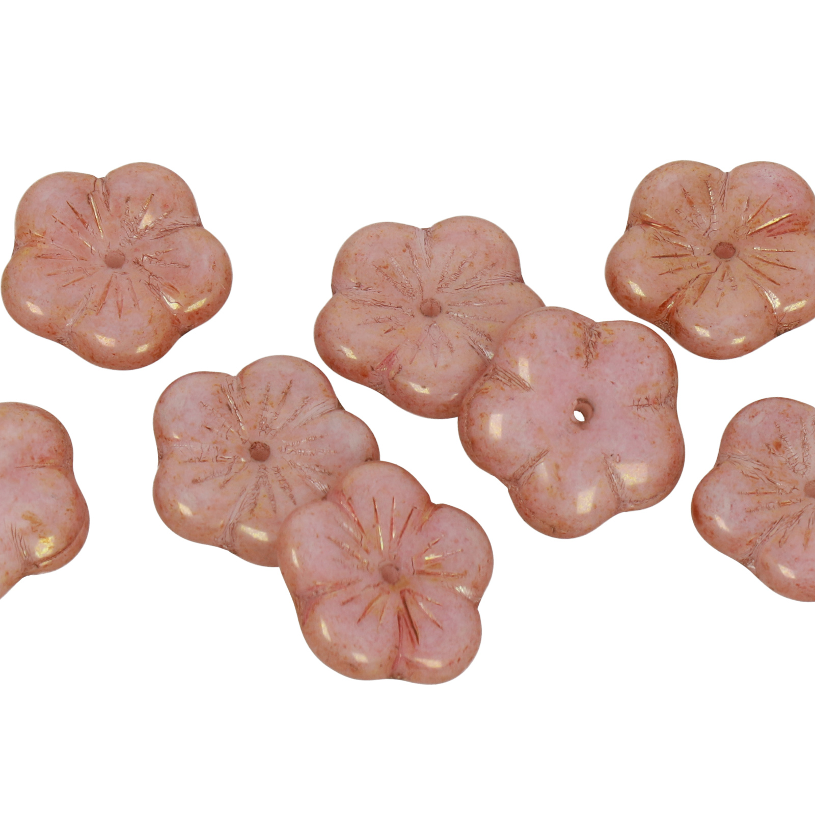 ibiscus glass beads luster metallic pink 14mm | 10pc