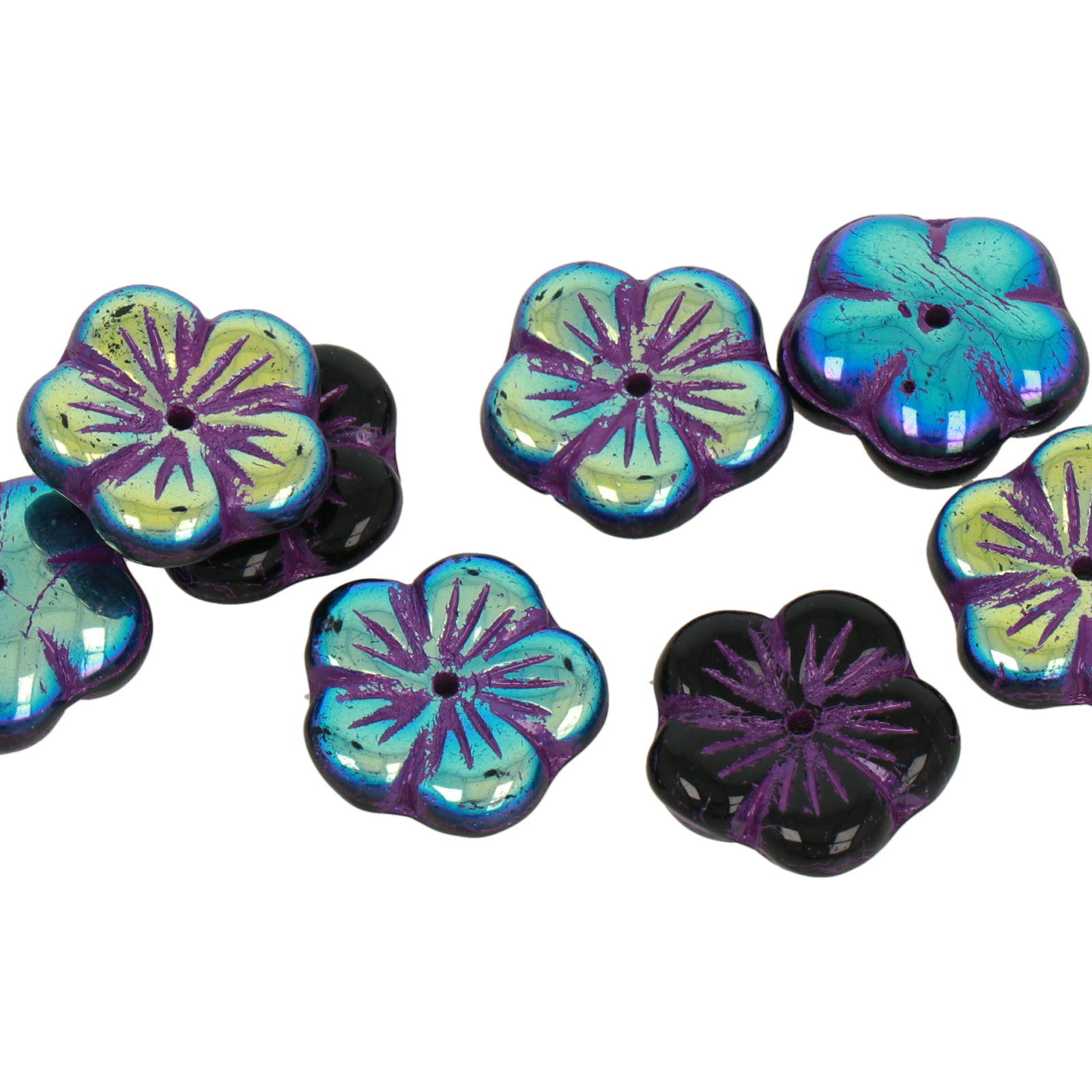 ibiscus glass beads jet full ab 14mm | 10pc