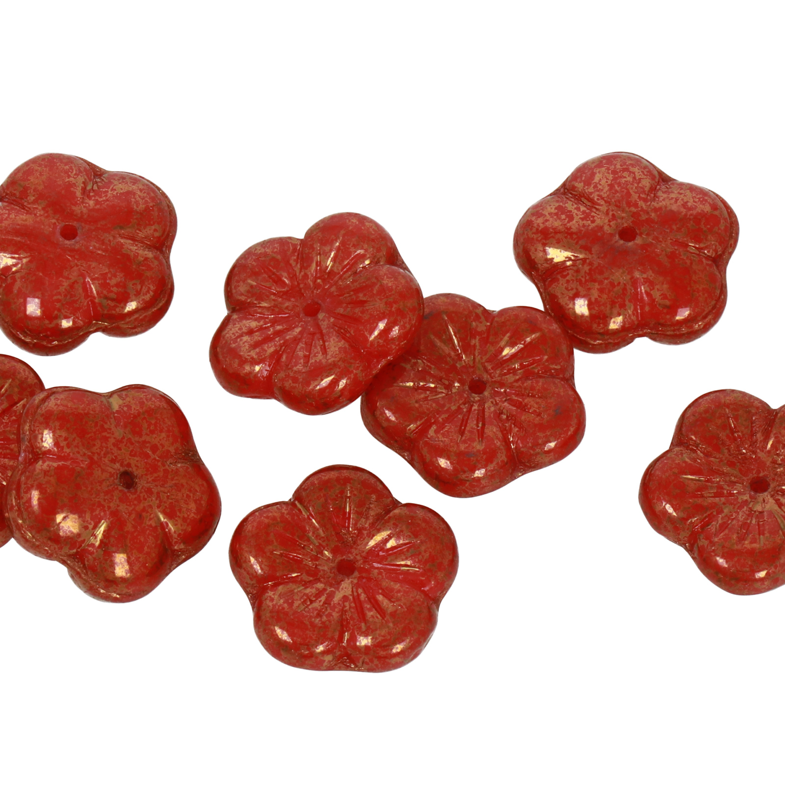 böhmische glas ibiscus opaque red vega luster 14mm | 10st