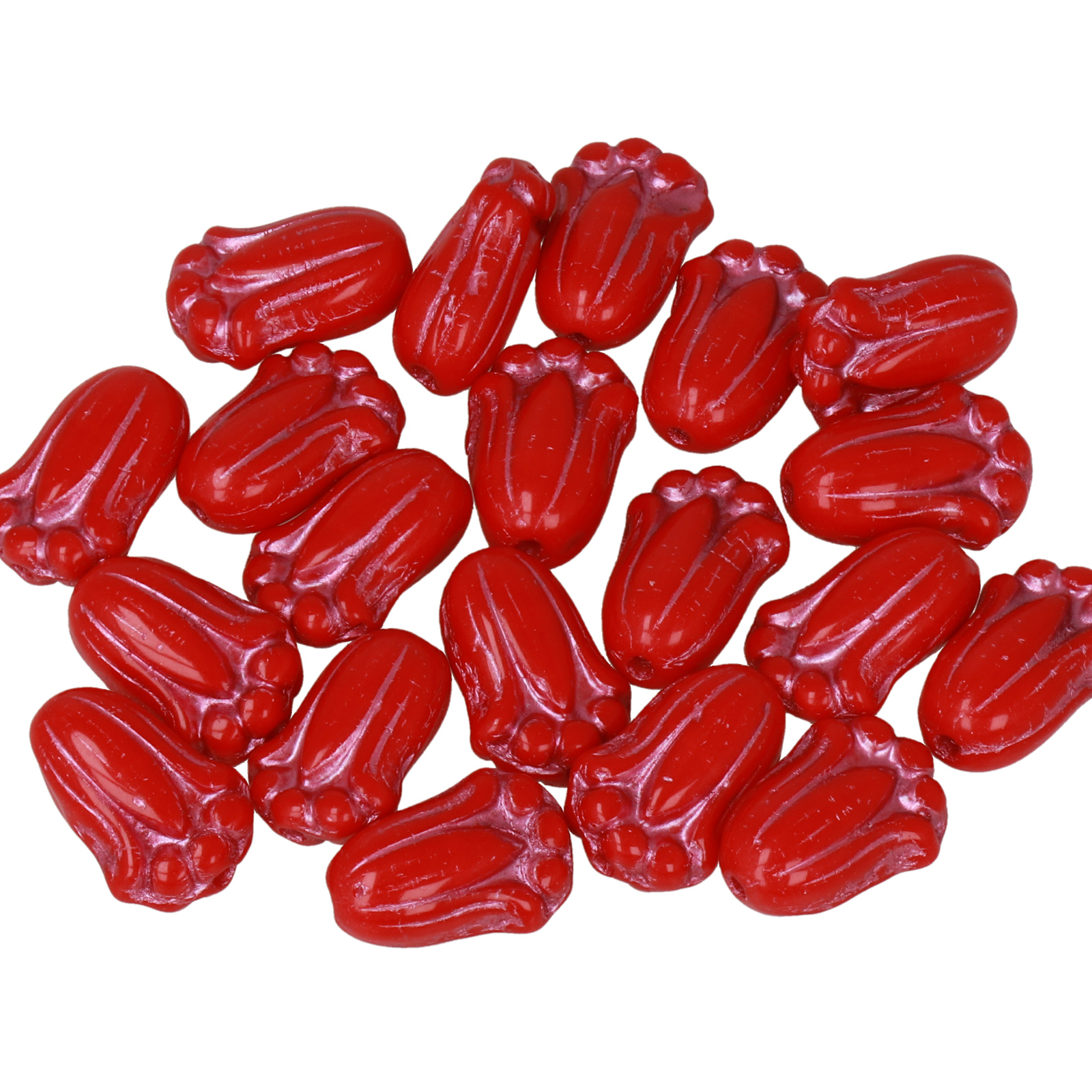 böhmische glas deko tulip opaque red violet lined 12x8mm | 20st