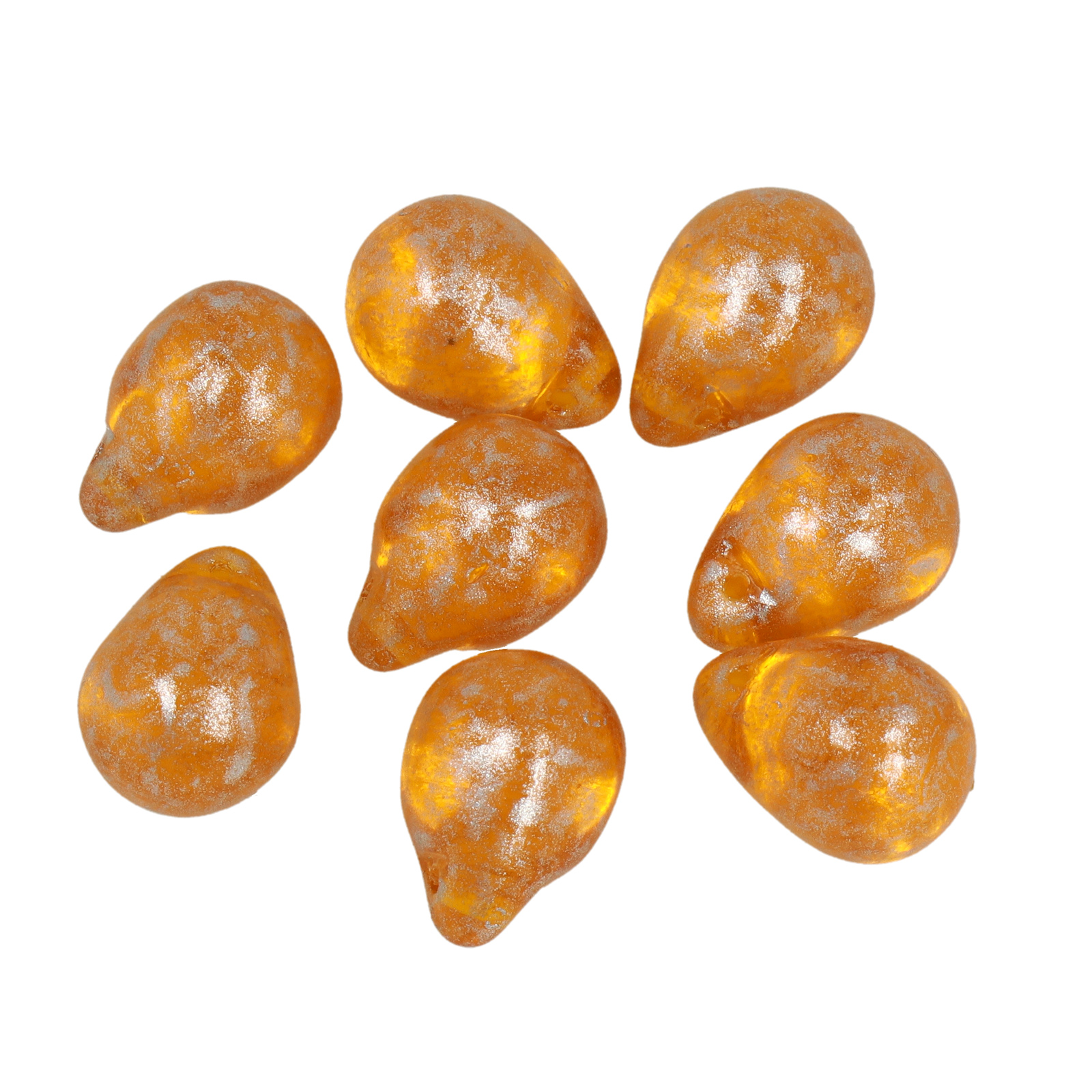 böhmische glas perlen - citrine silver travertin side drilled briolette 14x10mm | 8st