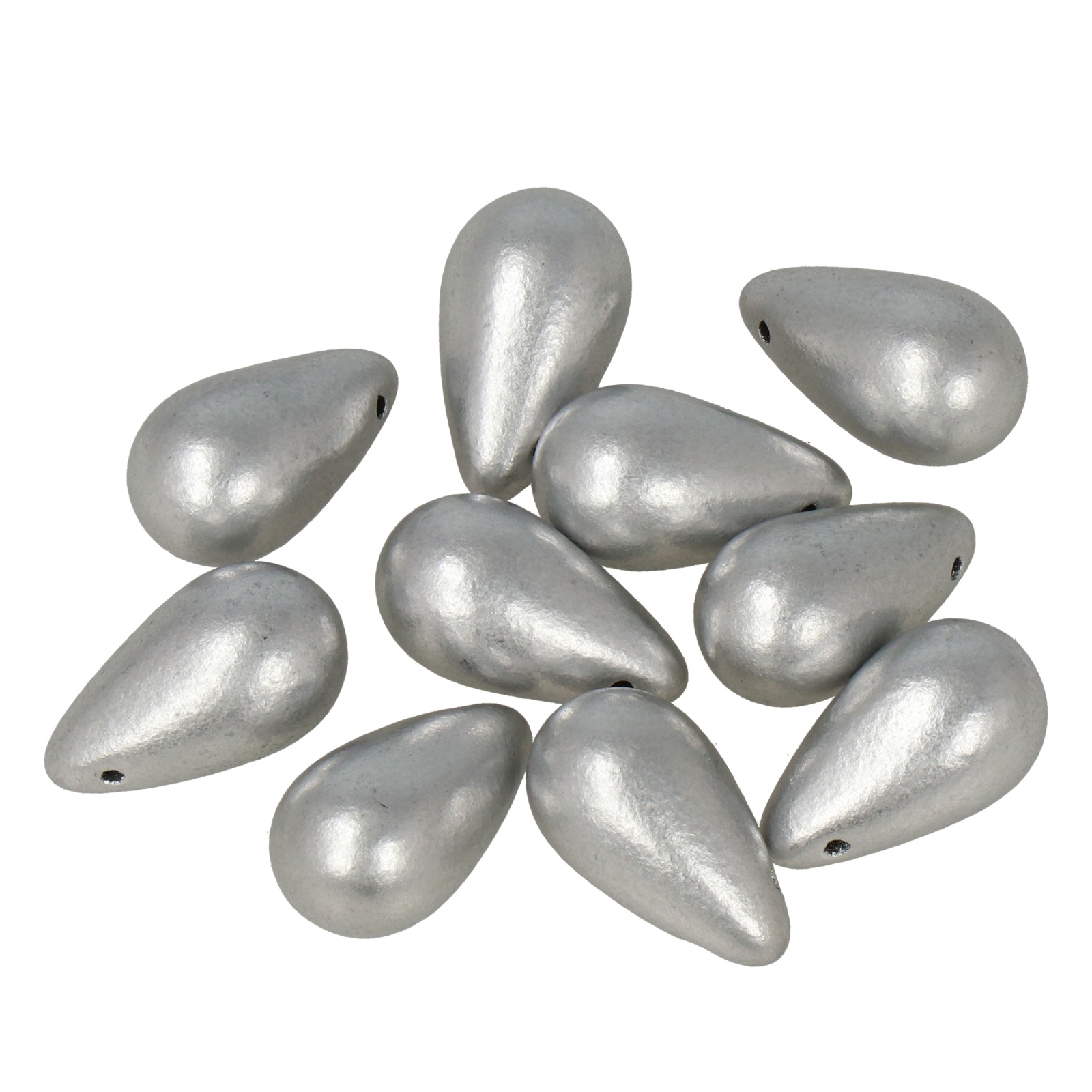 böhmische glas perlen - crystal aluminum side drilled briolette 15x9mm | 10st