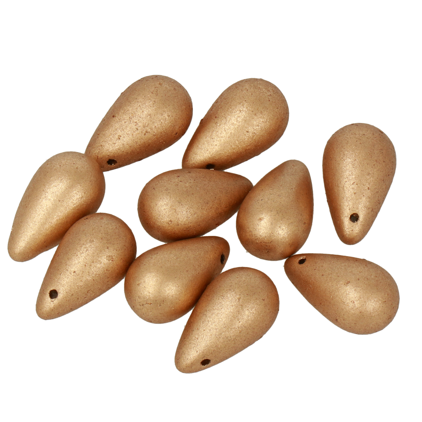 pressed czech glass beads - crystal bronze pale gold side drilled briolette 15x9mm | 10pc