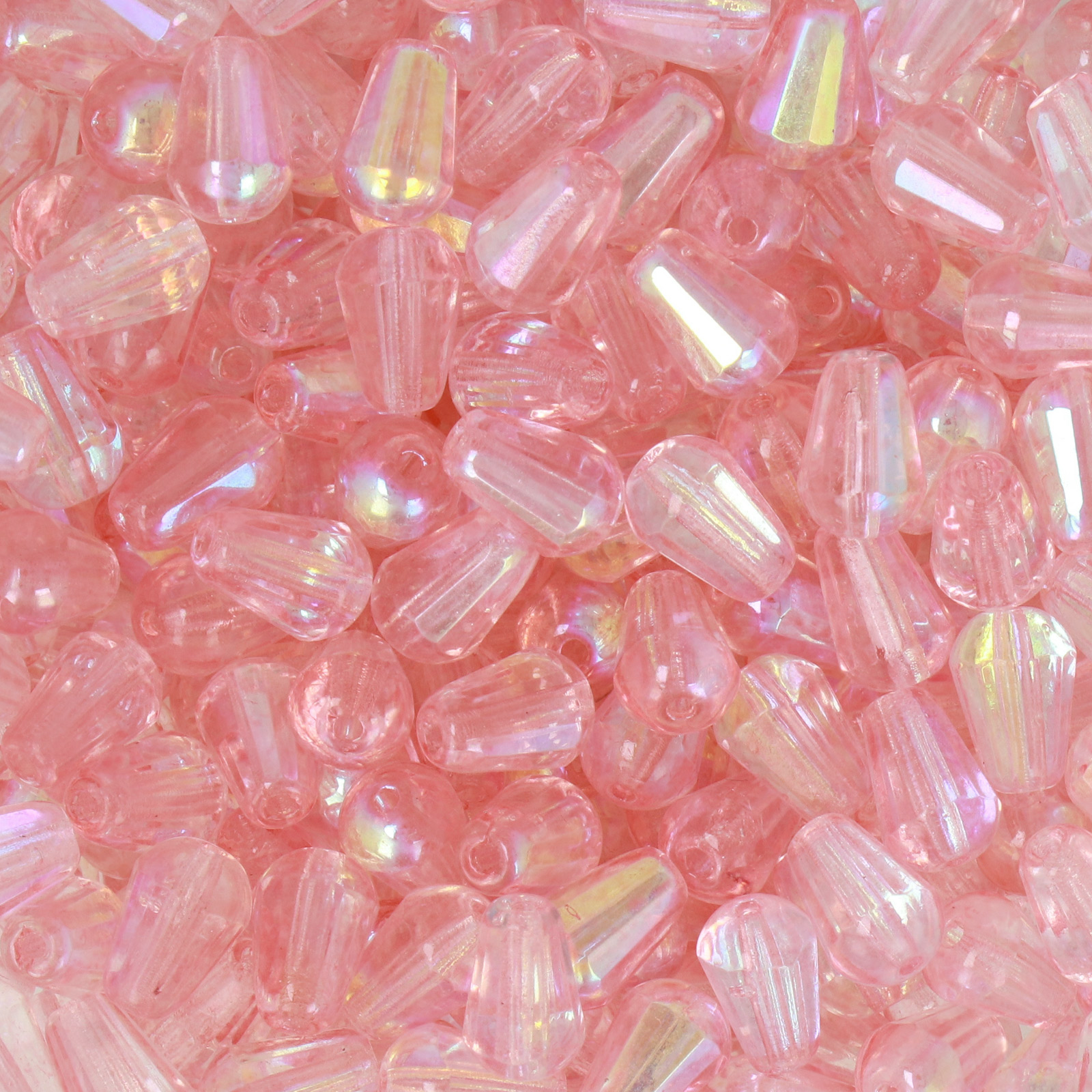 pressed czech glass beads - rose ab briolette 8x6mm | 20pc