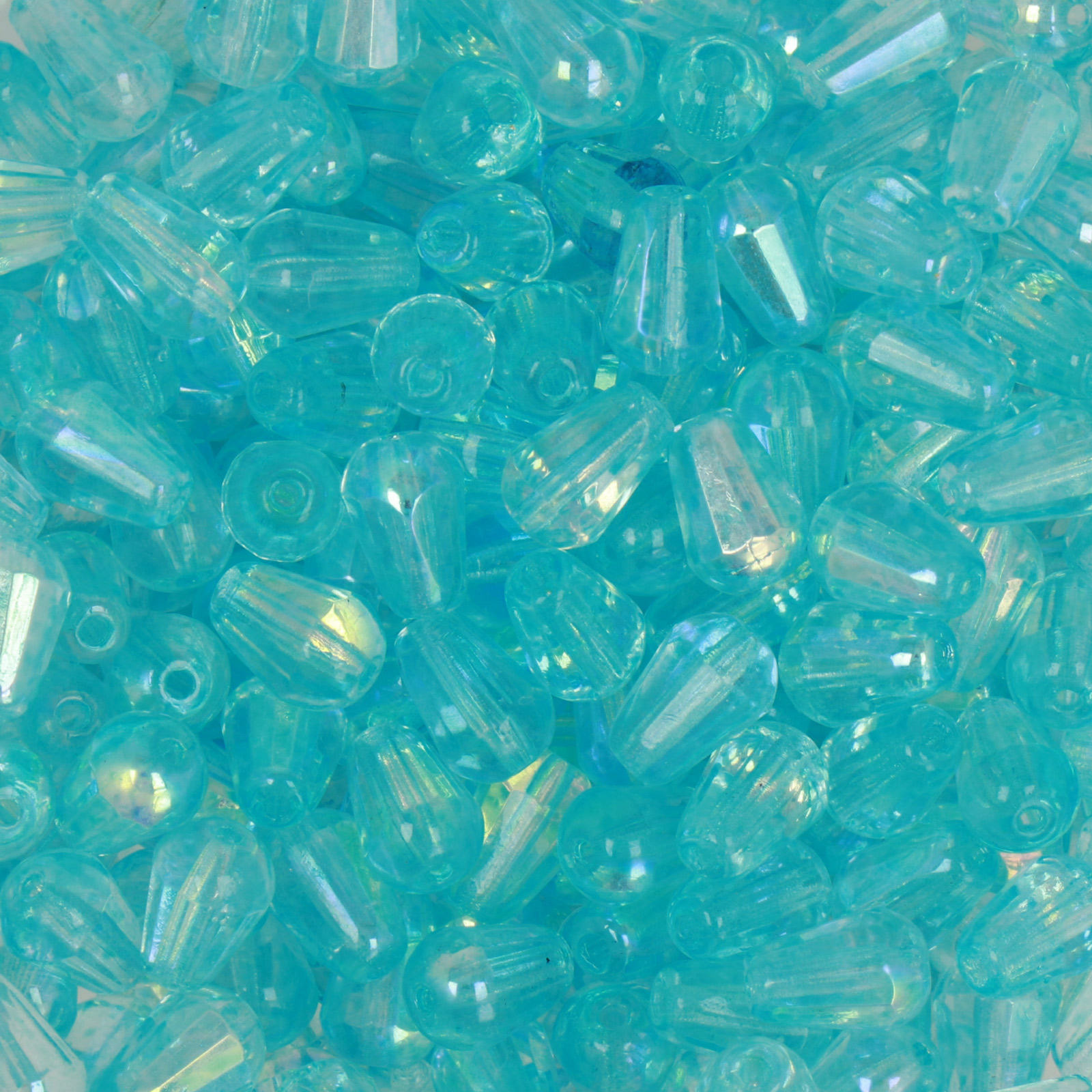 pressed czech glass beads - aquamarine ab briolette 8x6mm | 20pc
