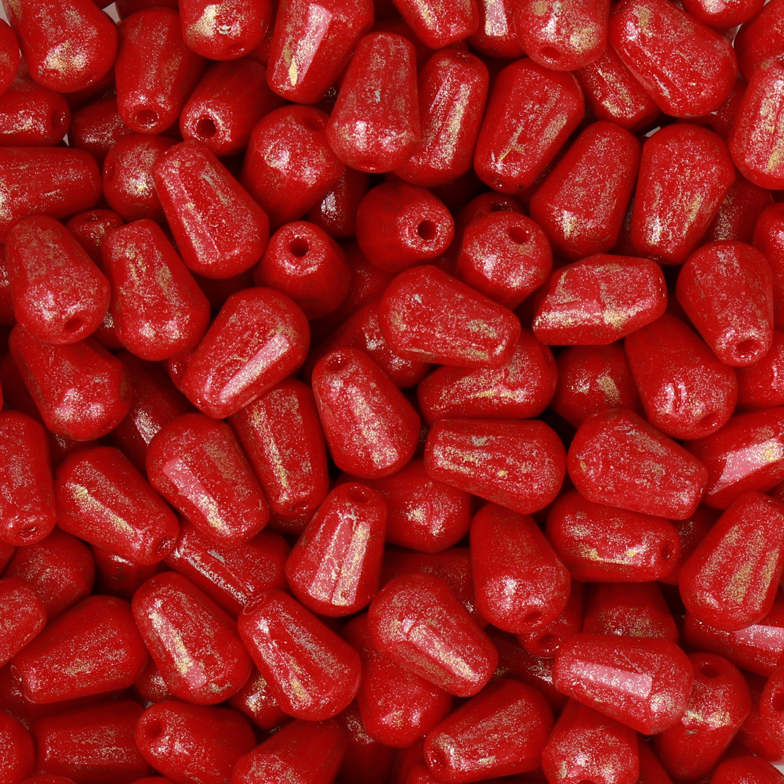 böhmische glas perlen - opaque red travertin briolette 8x6mm | 20st