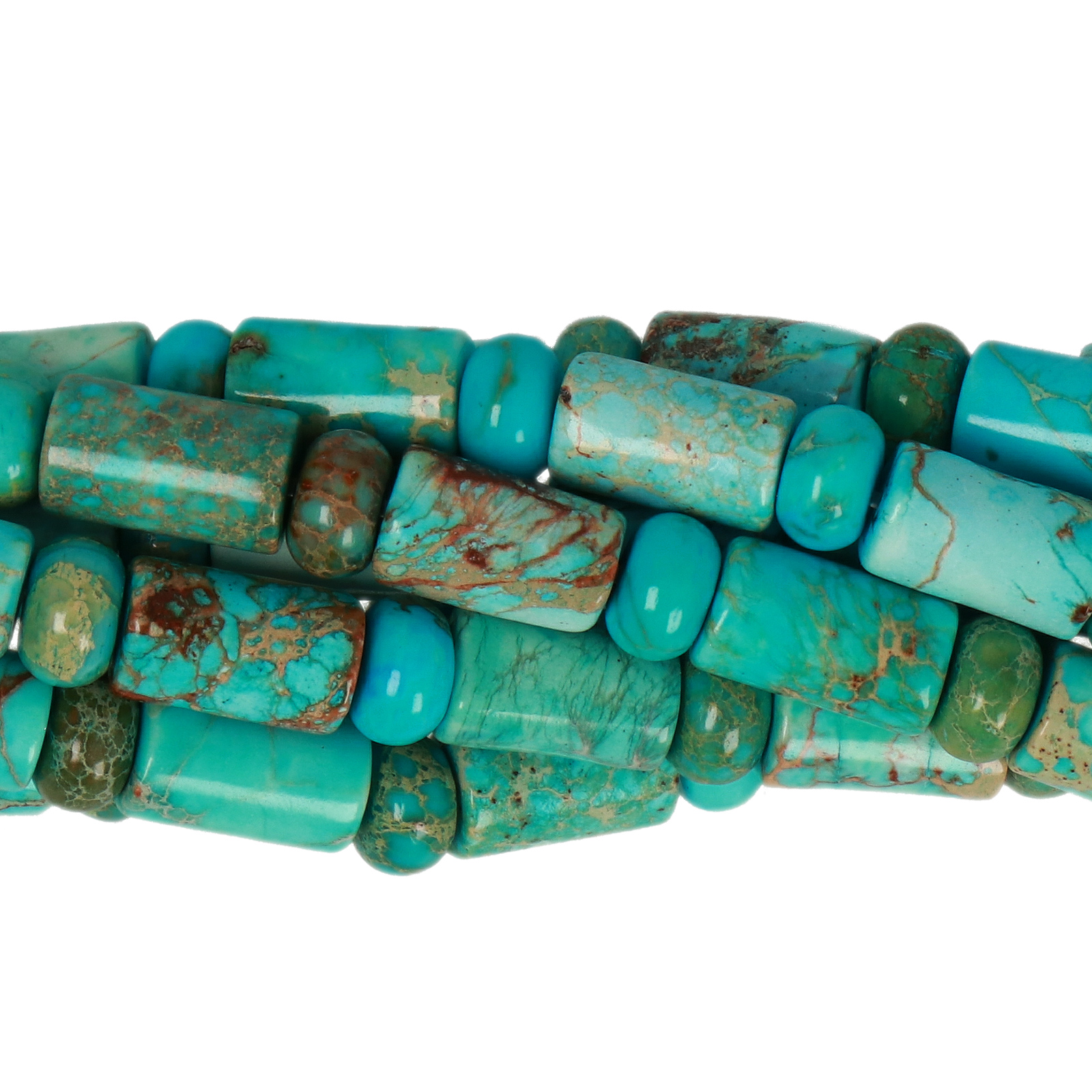 turquoise impression jasper tube 9x6mm roundelles 6x4mm | 15/16-inch strand