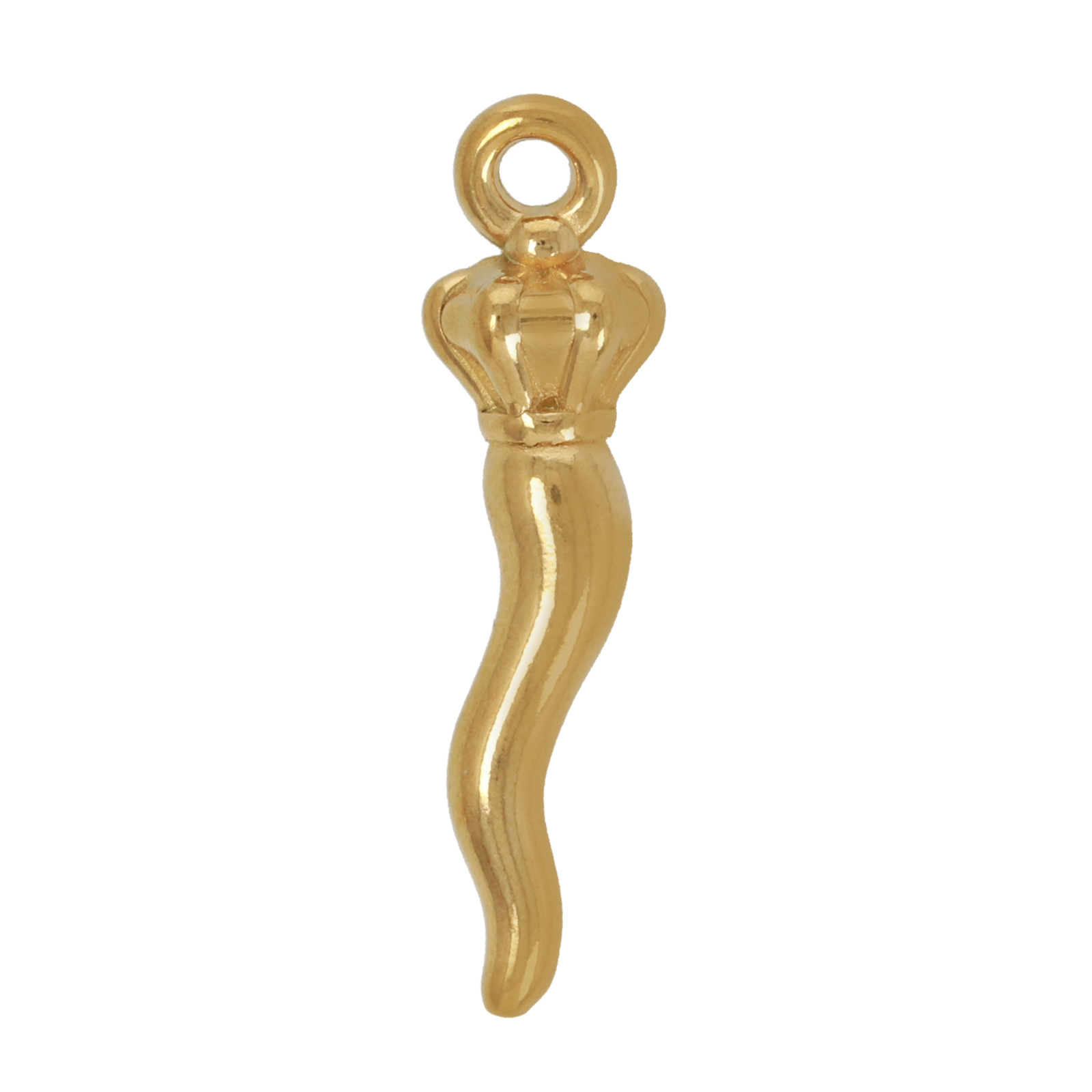 gold plated stainless steel lucky horn charm 30mm | 2pc