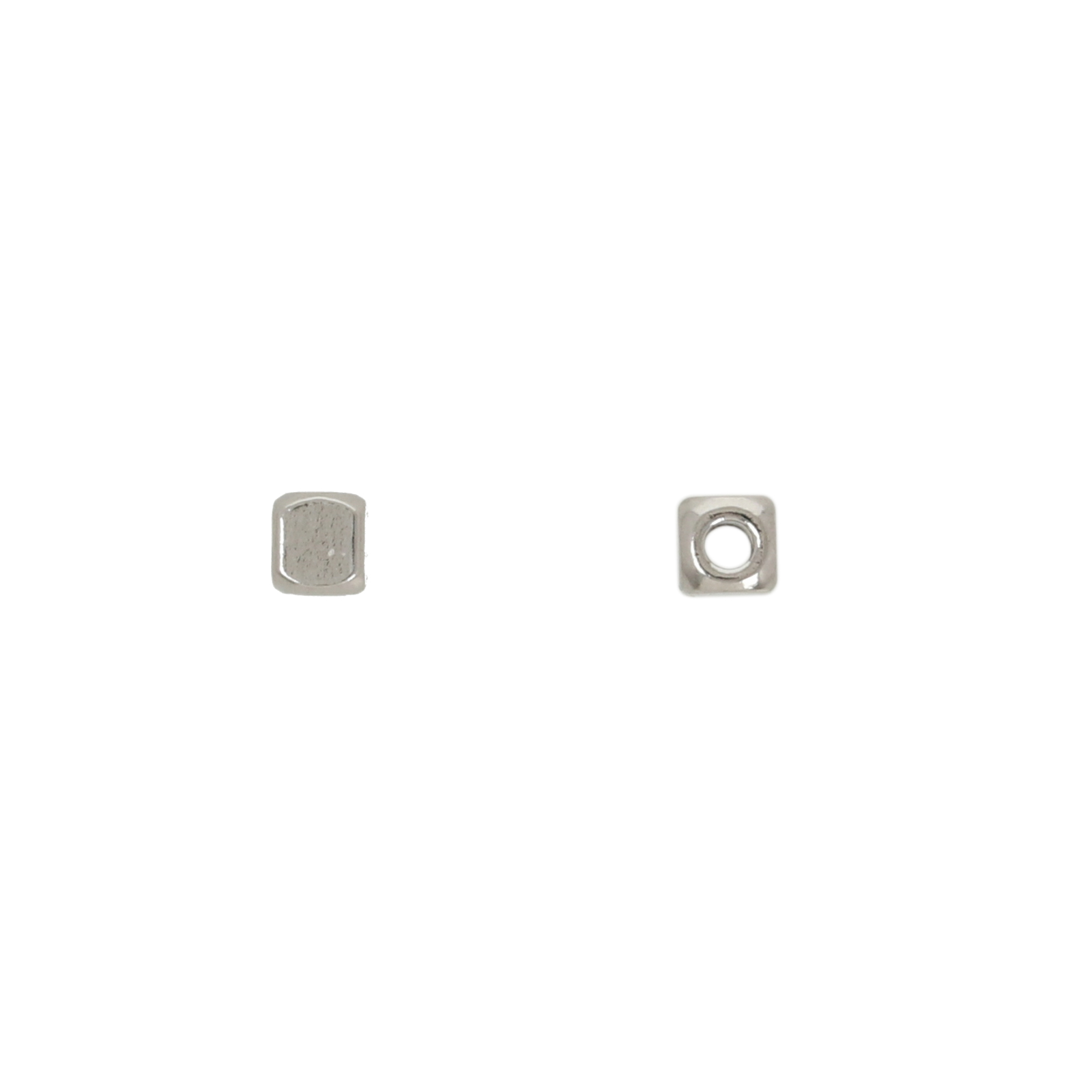 stainless steel cutted cube bead 2,5mm - hole 0,9mm | 50pc
