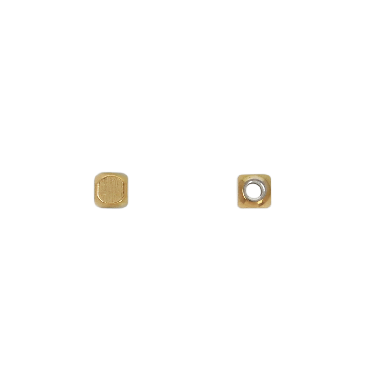 gold plated stainless steel cutted cube bead 2,5mm - hole 0,9mm | 20pc